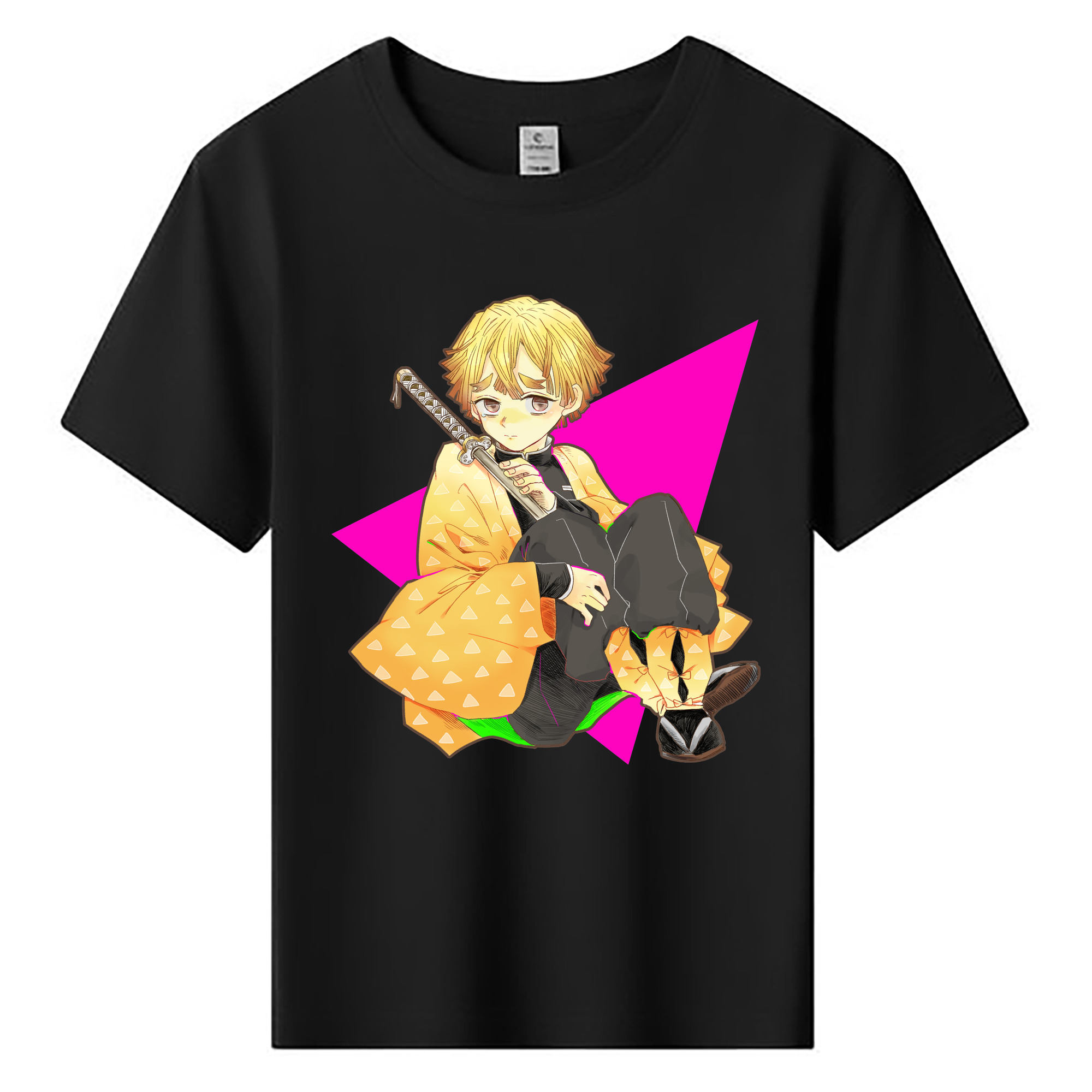 （画像用） 鬼滅の刃（きめつのやいば）我妻 善逸／あがつま ぜんいつ Agatsuma Zenitsu 綿100％キッズTシャツ（フロントプリント）