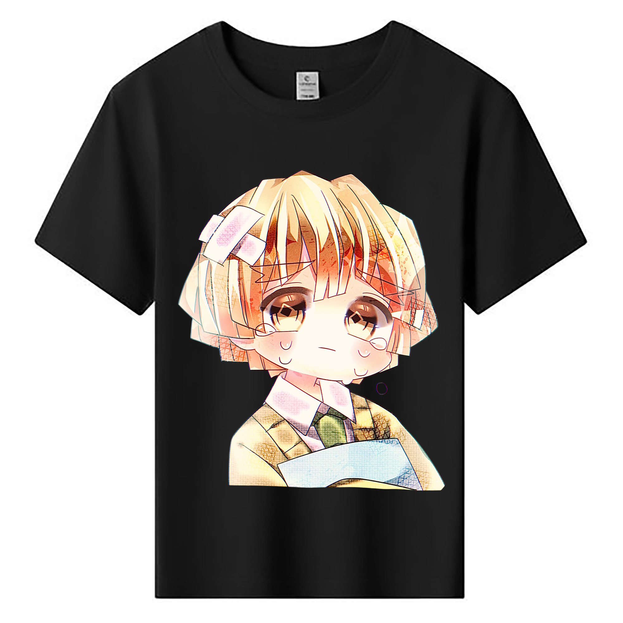 （画像用） 鬼滅の刃（きめつのやいば）我妻 善逸／あがつま ぜんいつ Agatsuma Zenitsu 綿100％キッズTシャツ（フロントプリント）
