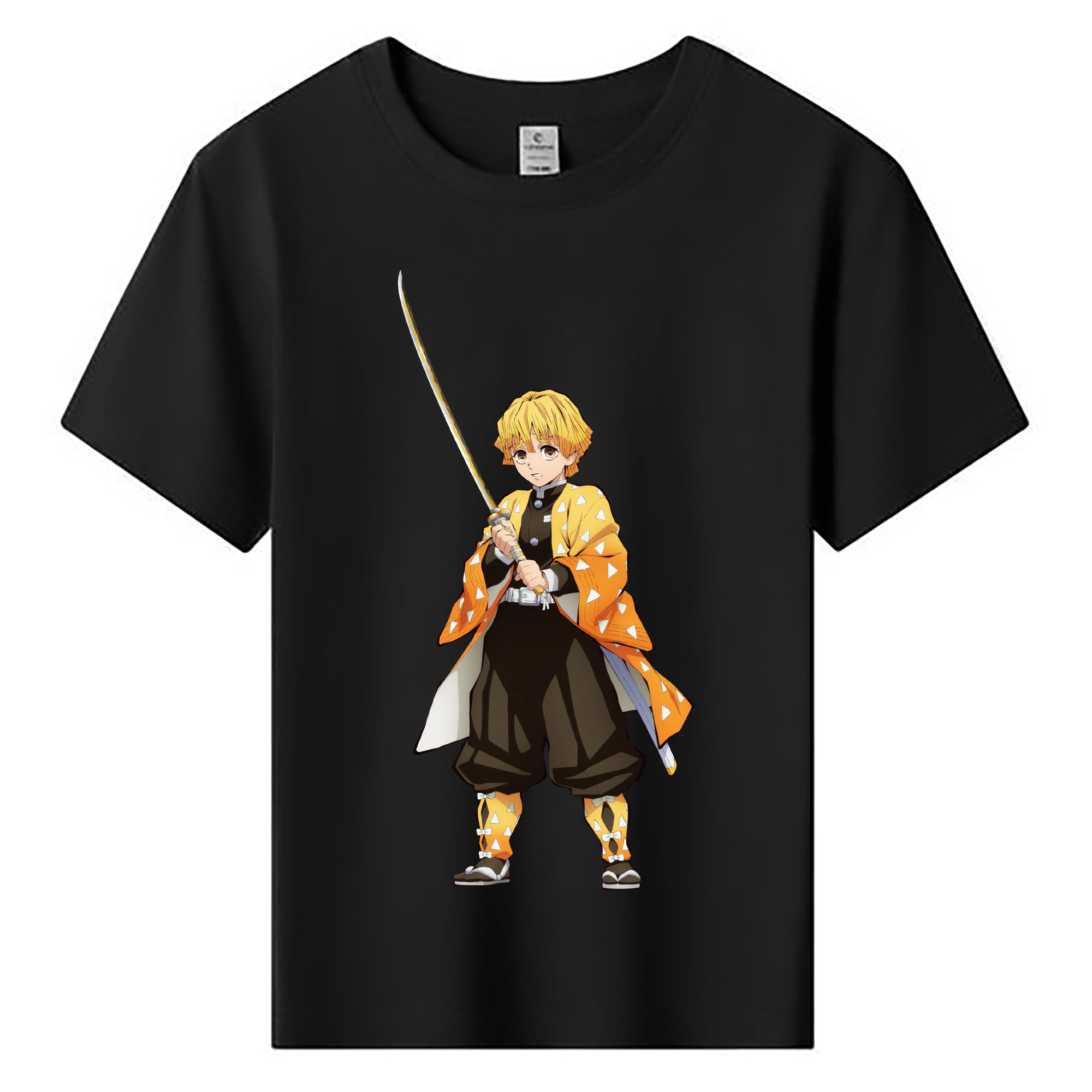（画像用） 鬼滅の刃（きめつのやいば）我妻 善逸／あがつま ぜんいつ Agatsuma Zenitsu 綿100％キッズTシャツ（フロントプリント）