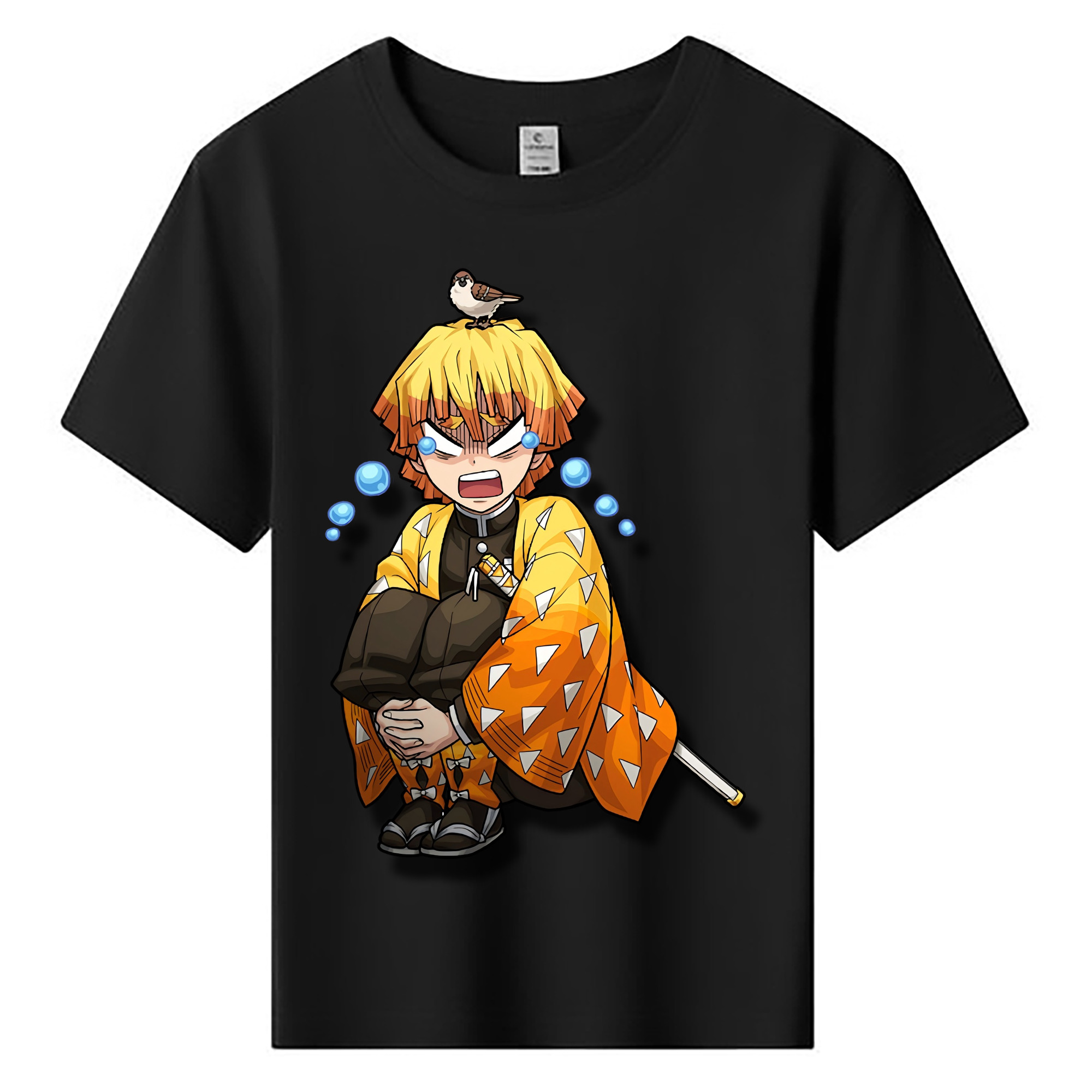 （画像用） 鬼滅の刃（きめつのやいば）我妻 善逸／あがつま ぜんいつ Agatsuma Zenitsu 綿100％キッズTシャツ（フロントプリント）