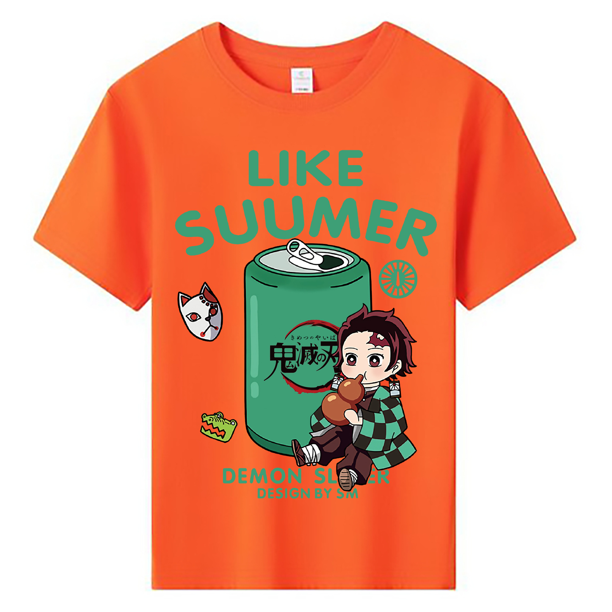 （画像用） 鬼滅の刃 竈門 炭治郎／かまど たんじろう Kamado Tanjirou 綿100％キッズTシャツ（フロントプリント）