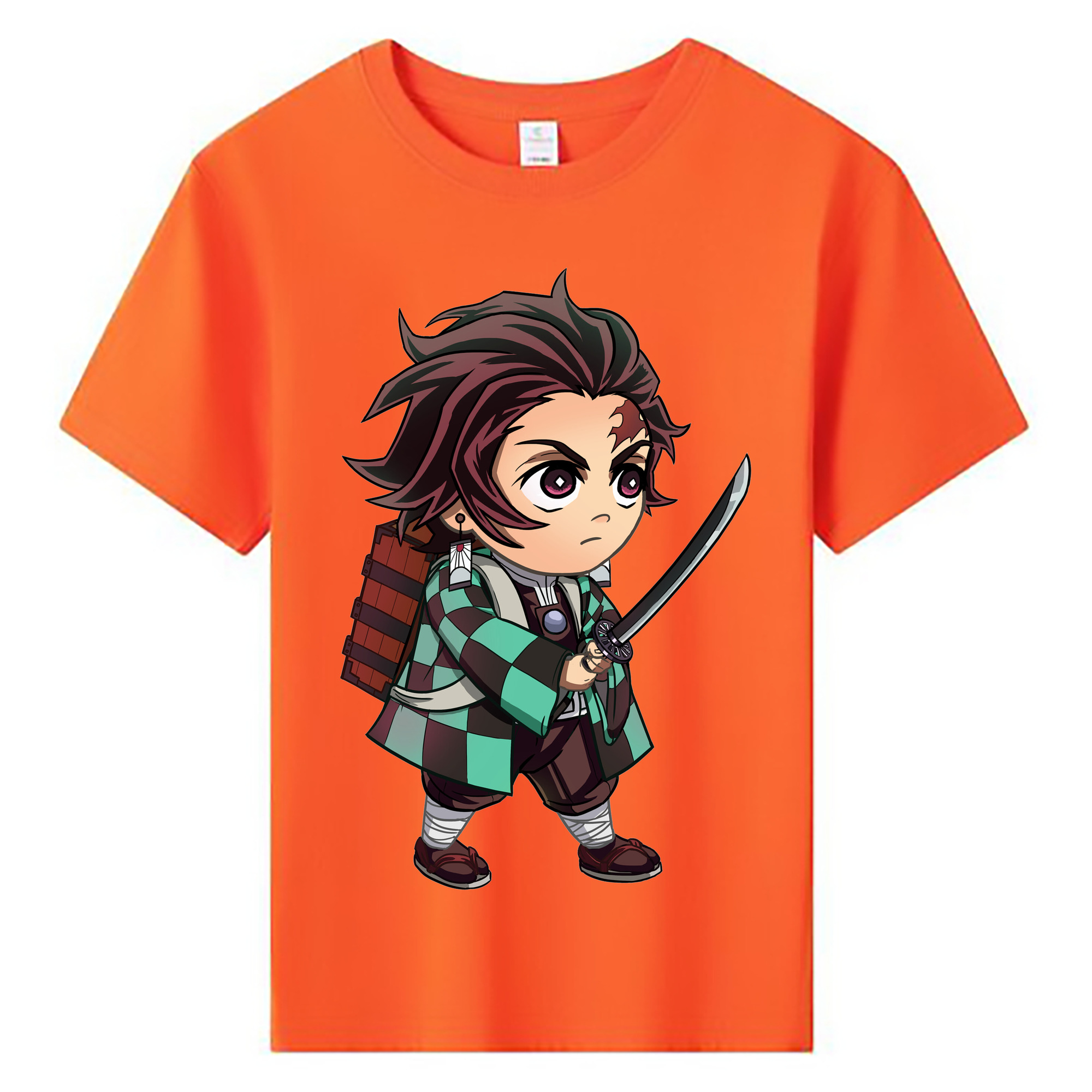 （画像用） 鬼滅の刃 竈門 炭治郎／かまど たんじろう Kamado Tanjirou 綿100％キッズTシャツ（フロントプリント）