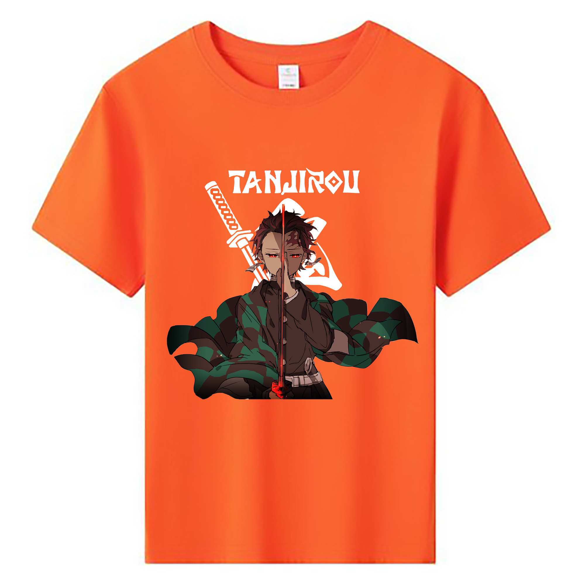 （画像用） 鬼滅の刃 竈門 炭治郎／かまど たんじろう Kamado Tanjirou 綿100％キッズTシャツ（フロントプリント）