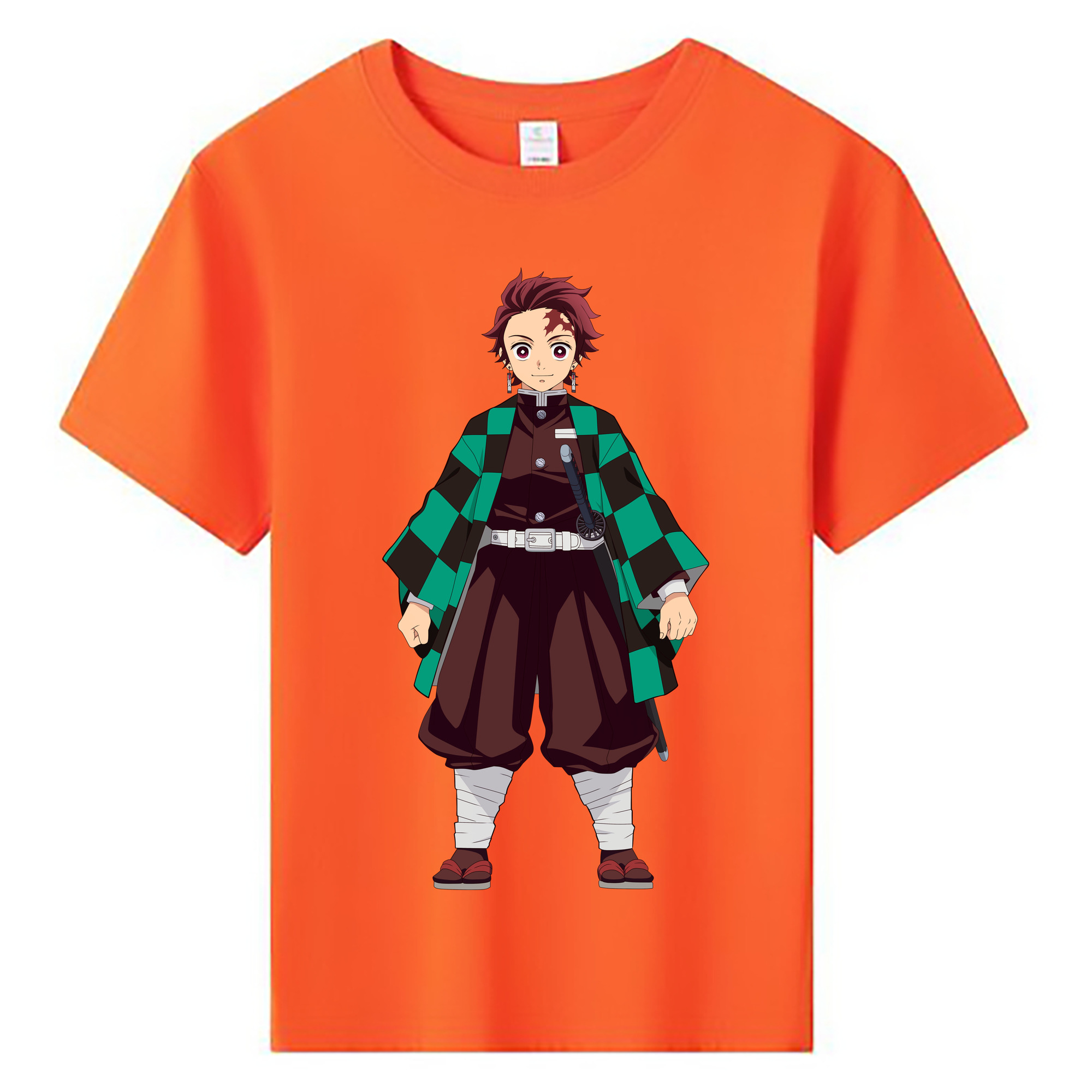 （画像用） 鬼滅の刃 竈門 炭治郎／かまど たんじろう Kamado Tanjirou 綿100％キッズTシャツ（フロントプリント）