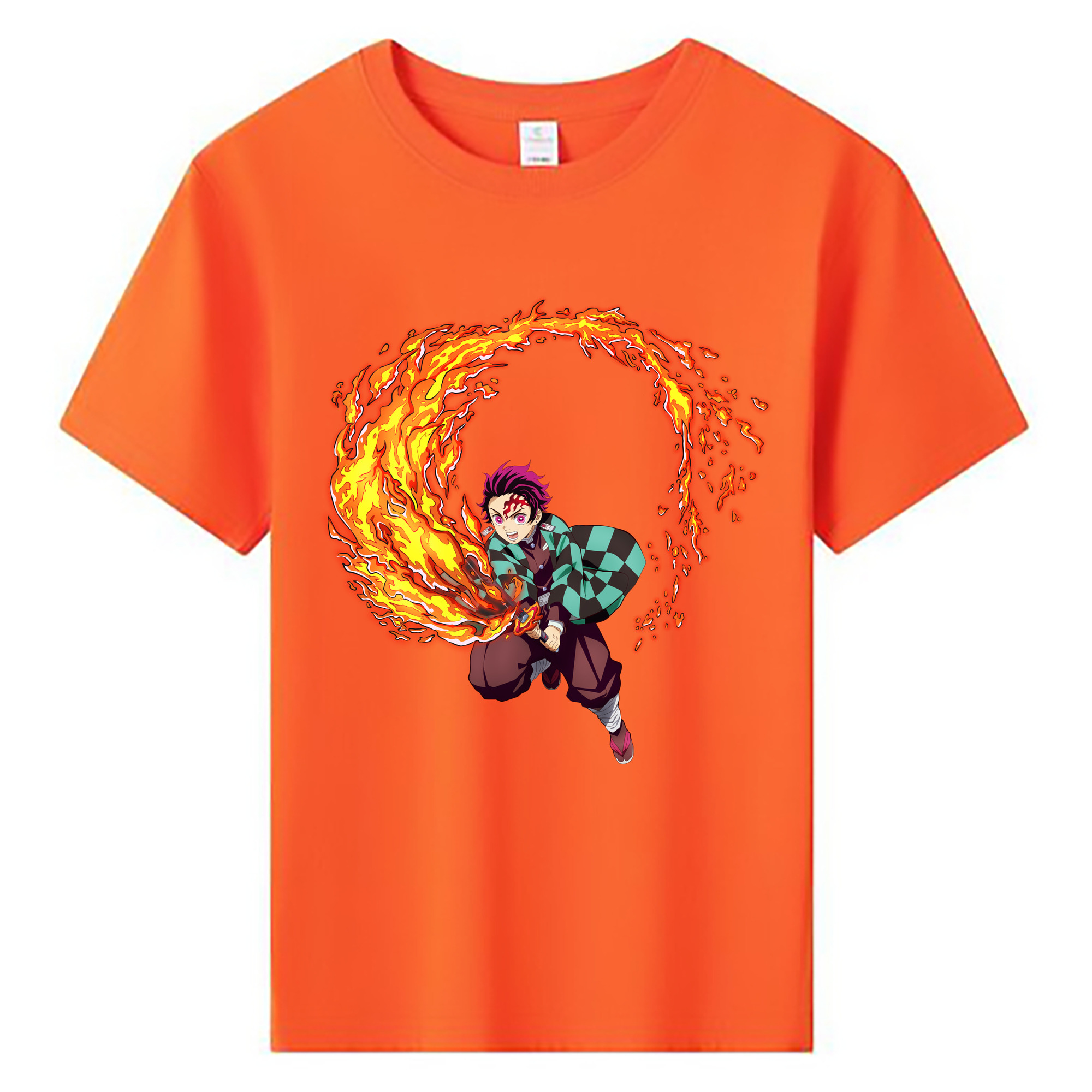 （画像用） 鬼滅の刃 竈門 炭治郎／かまど たんじろう Kamado Tanjirou 綿100％キッズTシャツ（フロントプリント）