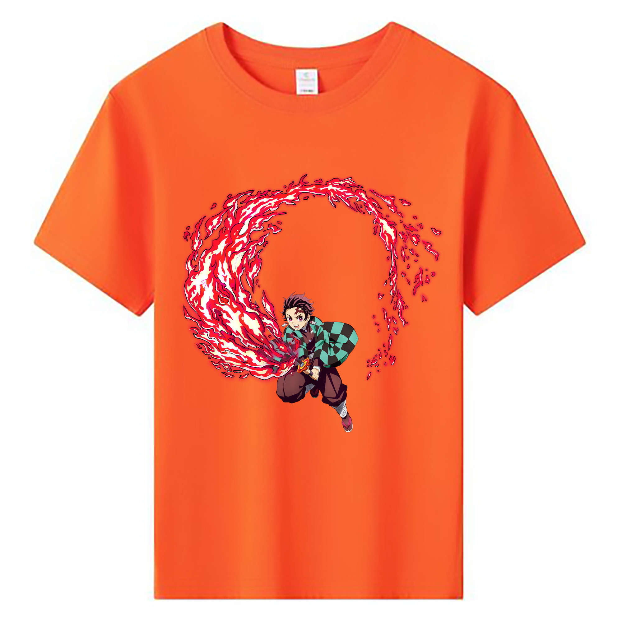 （画像用） 鬼滅の刃 竈門 炭治郎／かまど たんじろう Kamado Tanjirou 綿100％キッズTシャツ（フロントプリント）