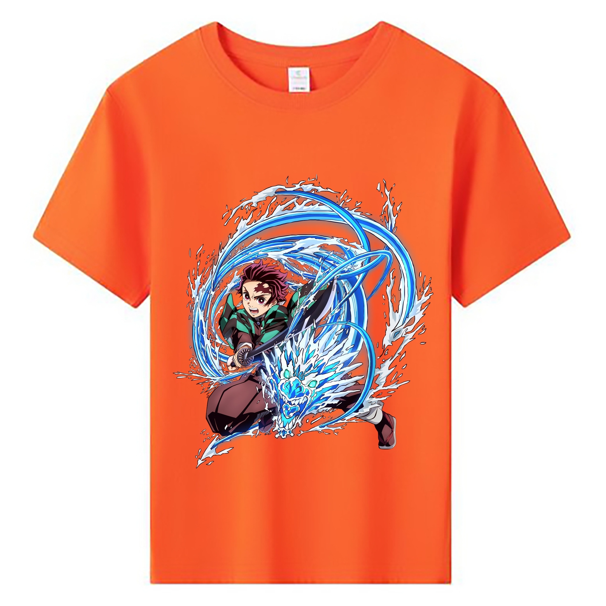 （画像用） 鬼滅の刃 竈門 炭治郎／かまど たんじろう Kamado Tanjirou 綿100％キッズTシャツ（フロントプリント）