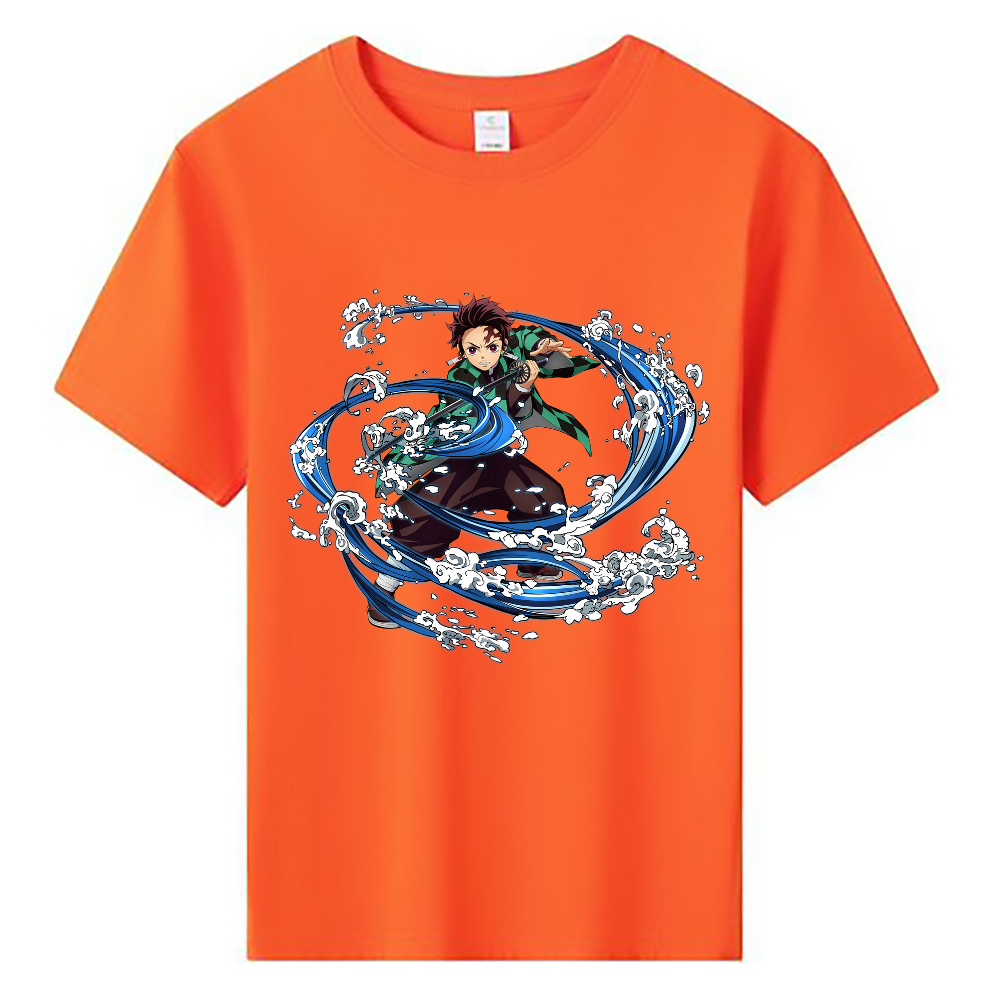 （画像用） 鬼滅の刃 竈門 炭治郎／かまど たんじろう Kamado Tanjirou 綿100％キッズTシャツ（フロントプリント）
