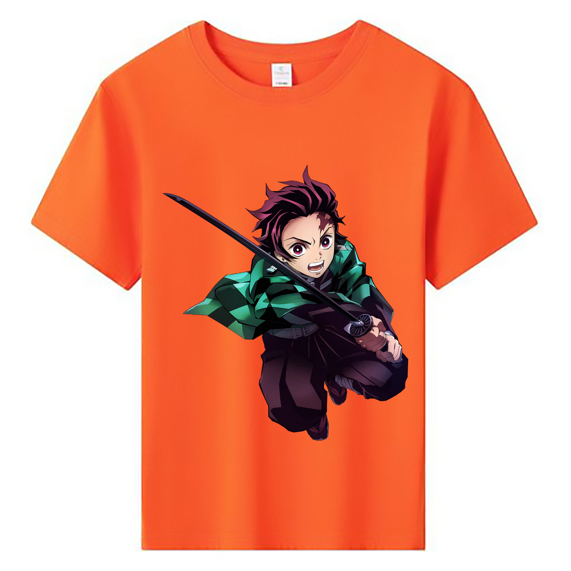 （画像用） 鬼滅の刃 竈門 炭治郎／かまど たんじろう Kamado Tanjirou 綿100％キッズTシャツ（フロントプリント）
