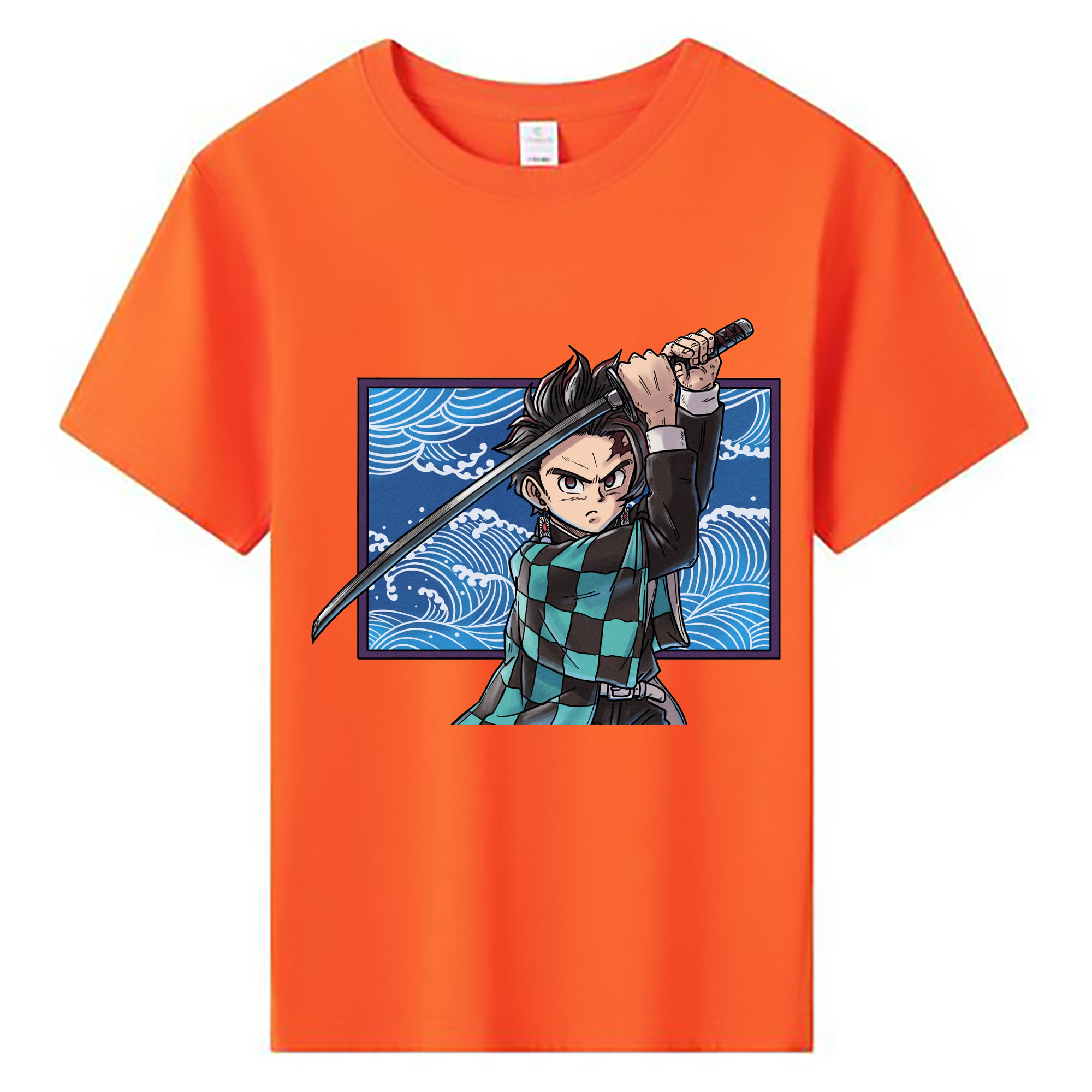 （画像用） 鬼滅の刃 竈門 炭治郎／かまど たんじろう Kamado Tanjirou 綿100％キッズTシャツ（フロントプリント）