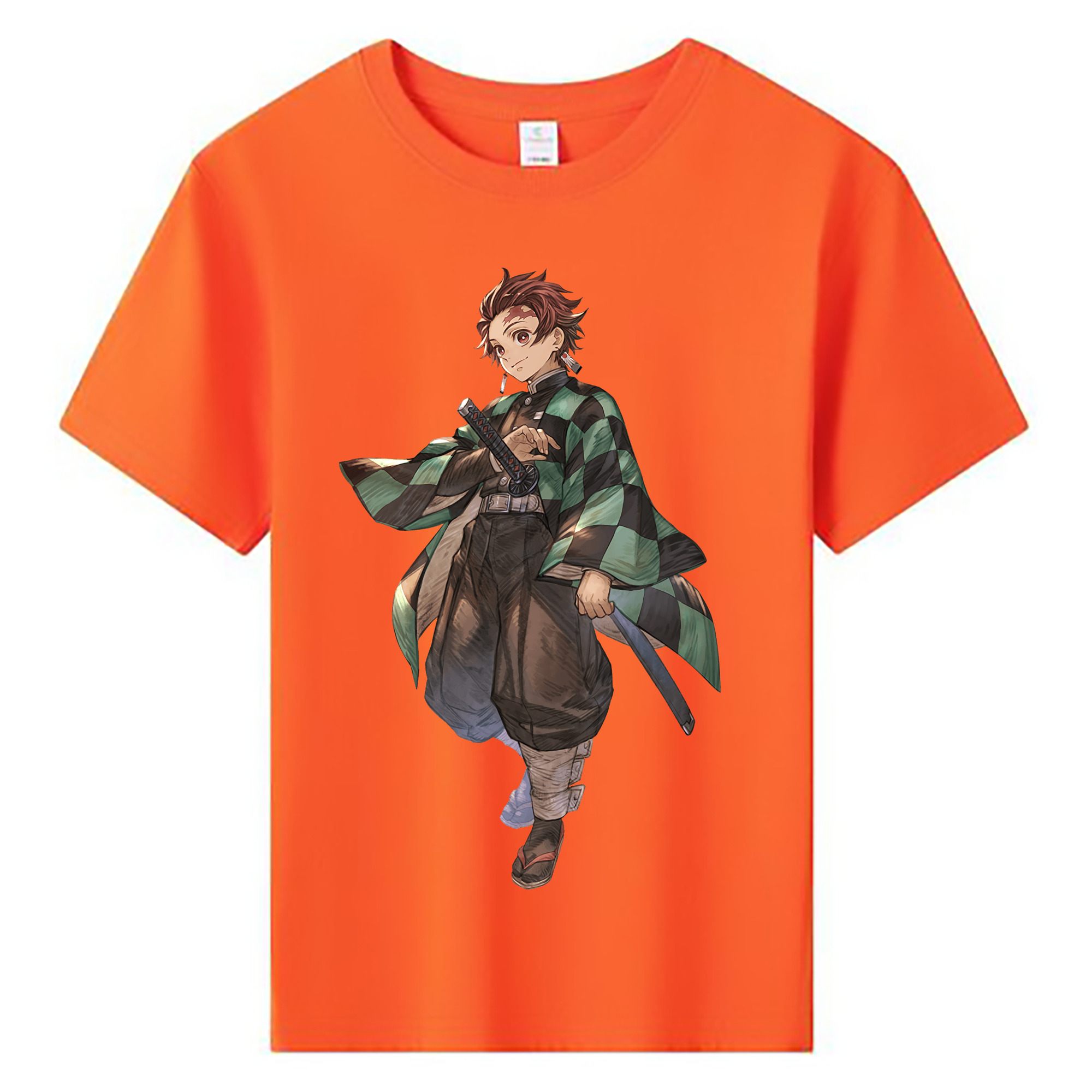 （画像用） 鬼滅の刃 竈門 炭治郎／かまど たんじろう Kamado Tanjirou 綿100％キッズTシャツ（フロントプリント）