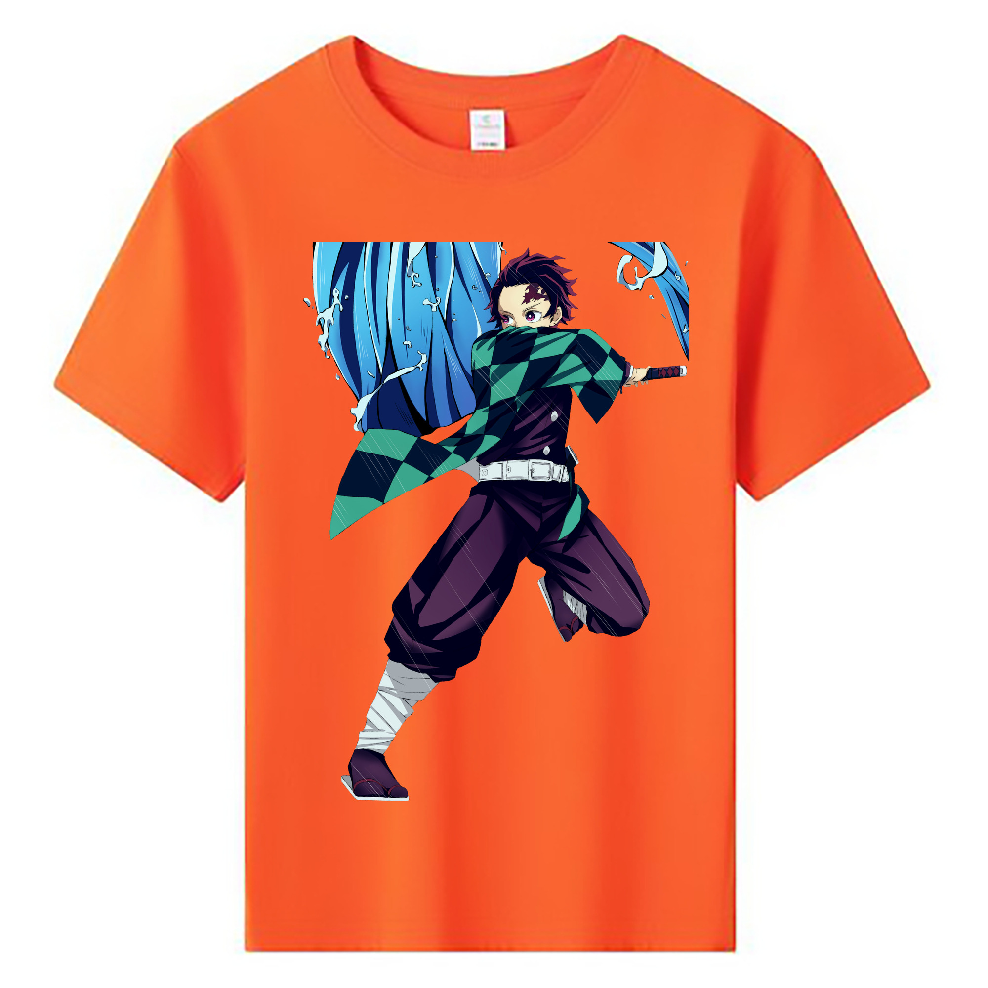 （画像用） 鬼滅の刃 竈門 炭治郎／かまど たんじろう Kamado Tanjirou 綿100％キッズTシャツ（フロントプリント）