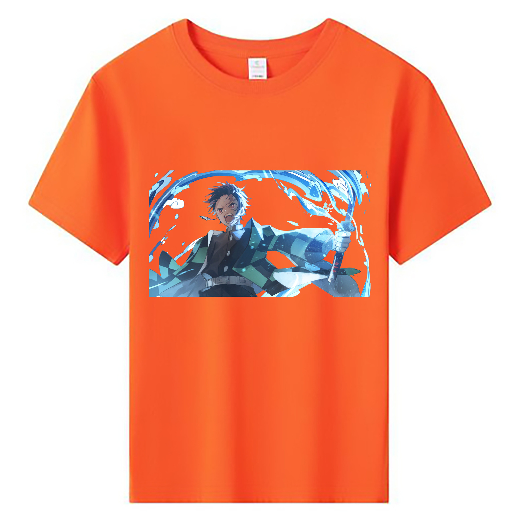 （画像用） 鬼滅の刃 竈門 炭治郎／かまど たんじろう Kamado Tanjirou 綿100％キッズTシャツ（フロントプリント）