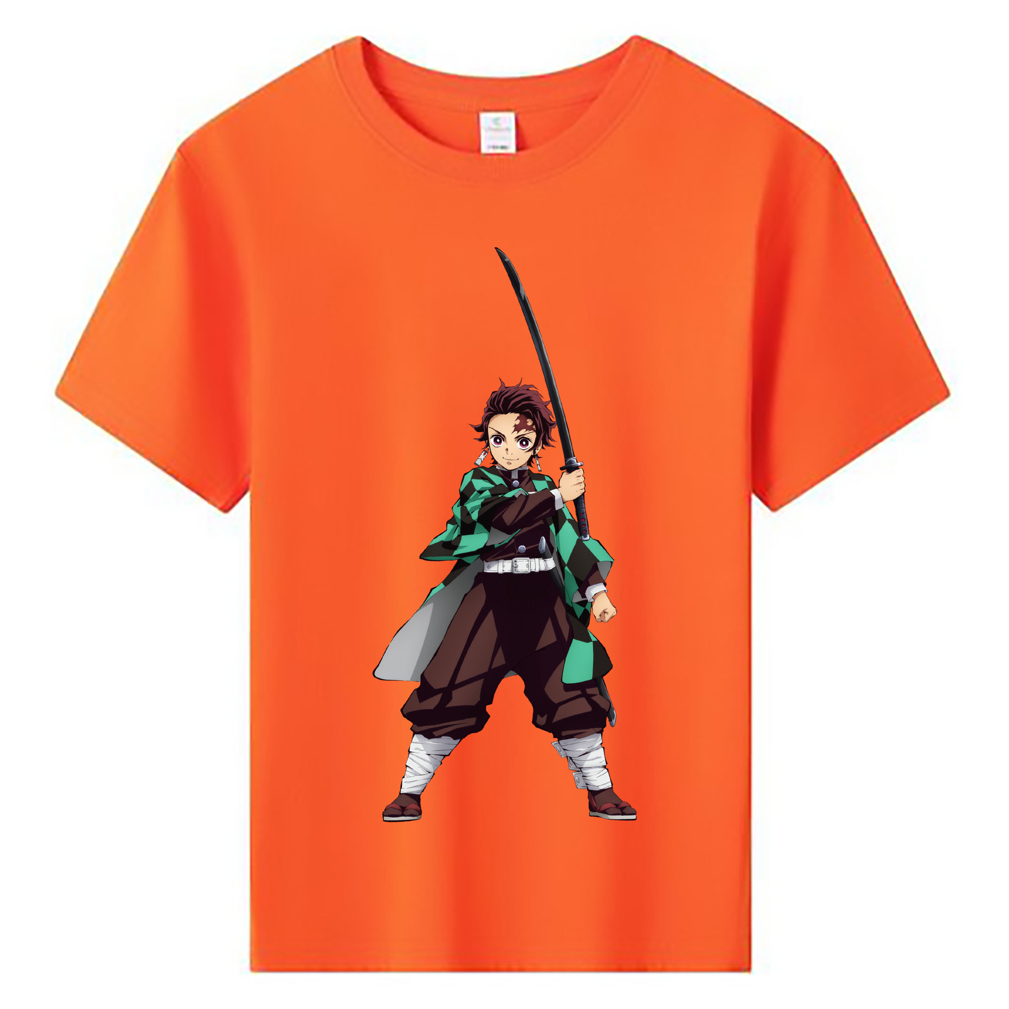 （画像用） 鬼滅の刃 竈門 炭治郎／かまど たんじろう Kamado Tanjirou 綿100％キッズTシャツ（フロントプリント）
