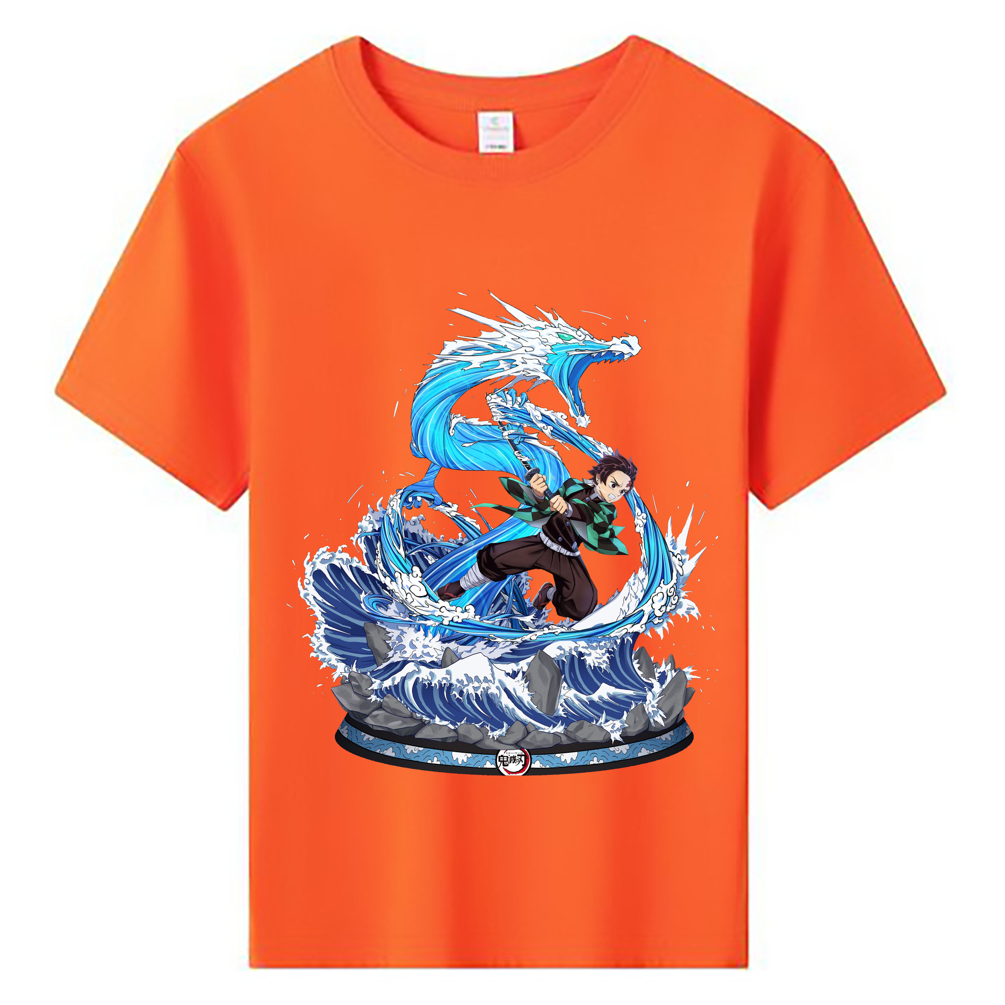 （画像用） 鬼滅の刃 竈門 炭治郎／かまど たんじろう Kamado Tanjirou 綿100％キッズTシャツ（フロントプリント）