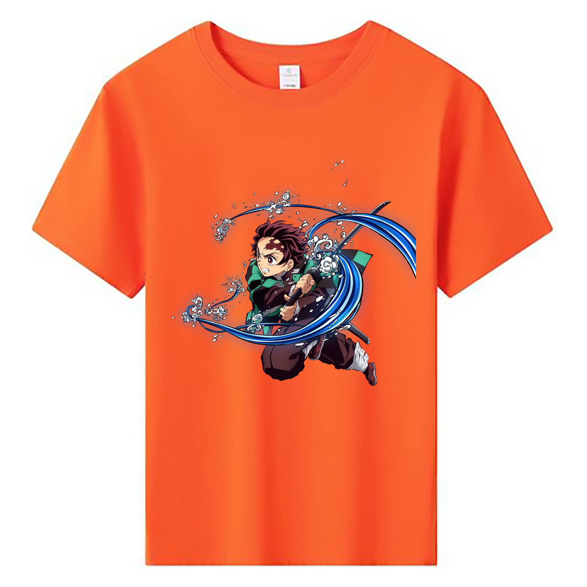 （画像用） 鬼滅の刃 竈門 炭治郎／かまど たんじろう Kamado Tanjirou 綿100％キッズTシャツ（フロントプリント）