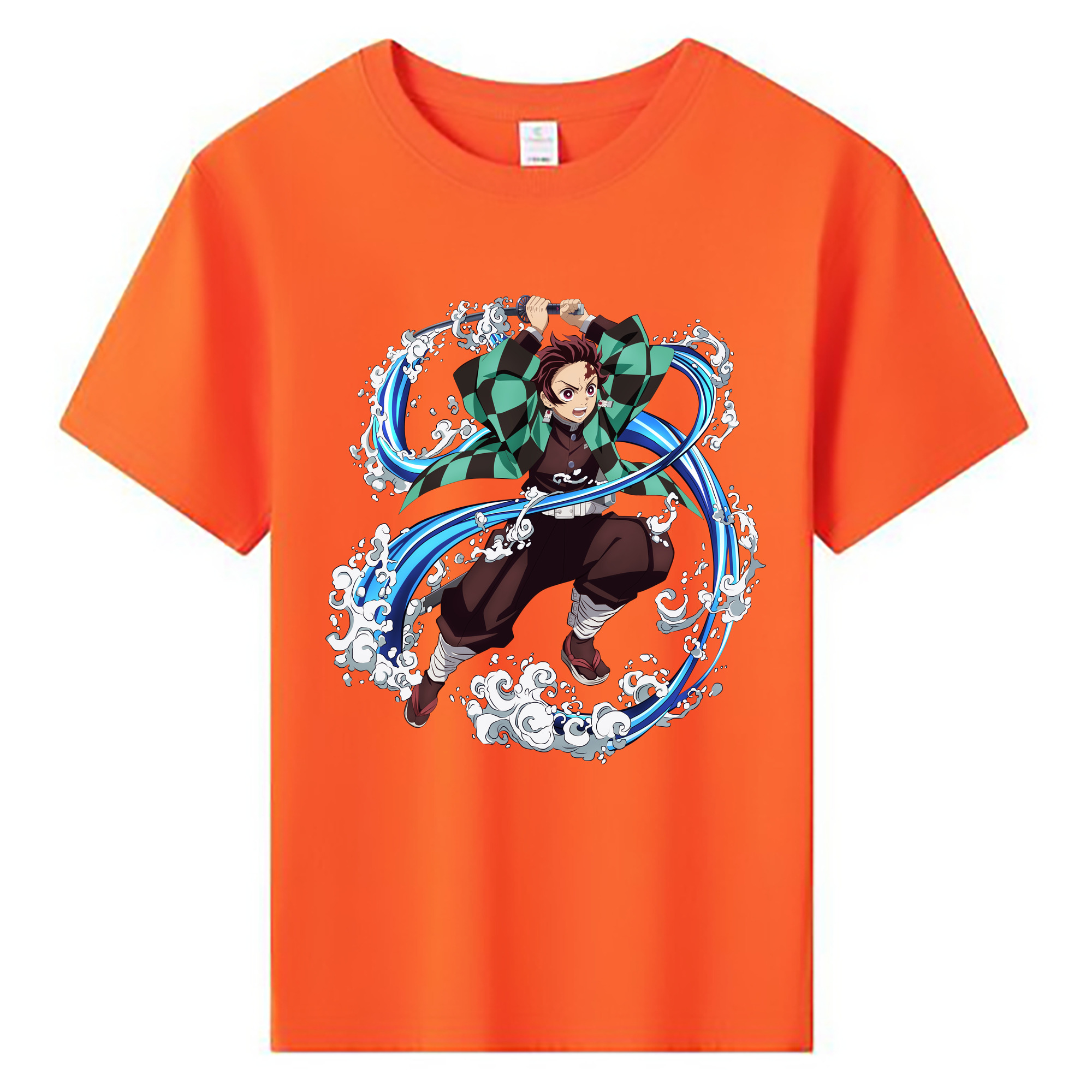 （画像用） 鬼滅の刃 竈門 炭治郎／かまど たんじろう Kamado Tanjirou 綿100％キッズTシャツ（フロントプリント）