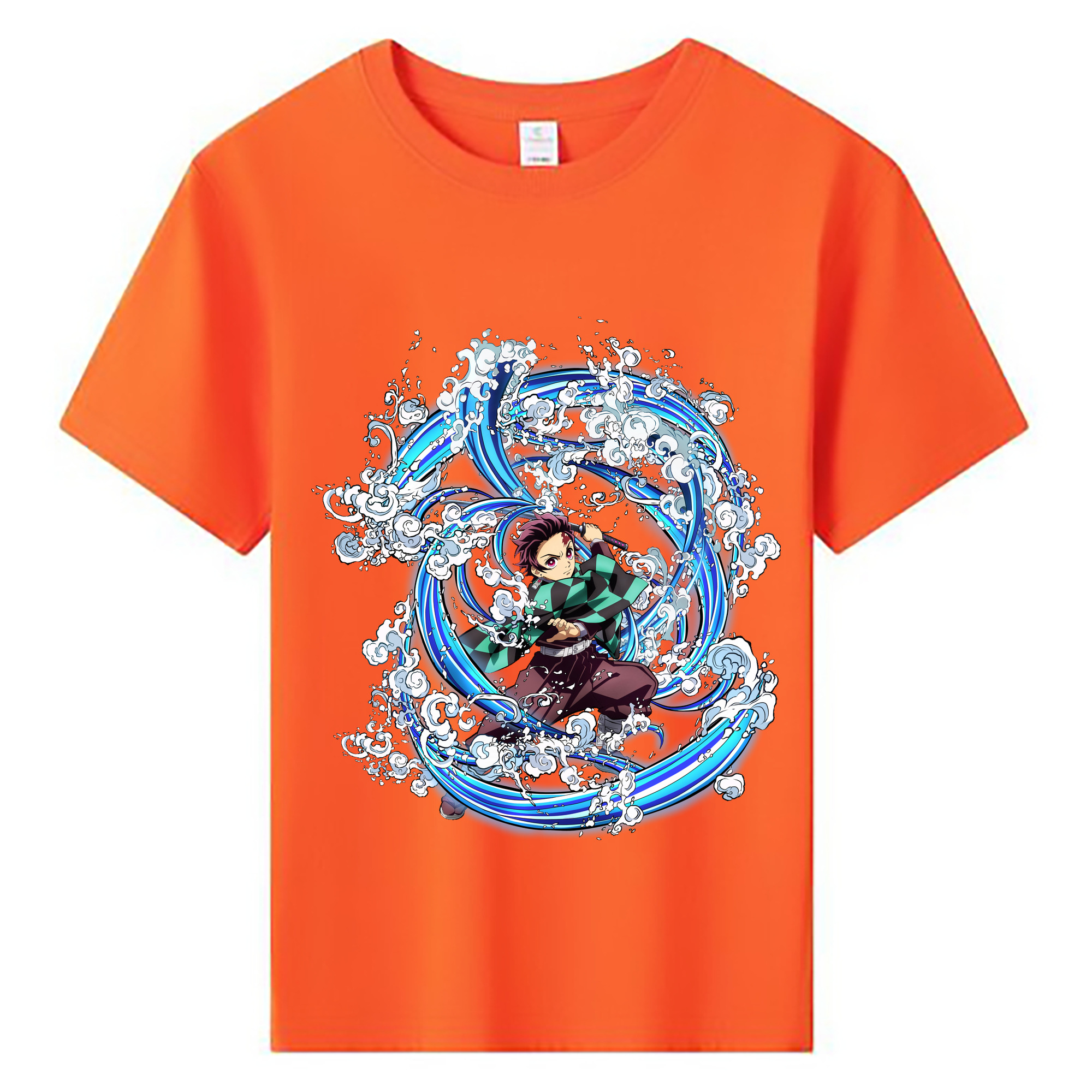 （画像用） 鬼滅の刃 竈門 炭治郎／かまど たんじろう Kamado Tanjirou 綿100％キッズTシャツ（フロントプリント）
