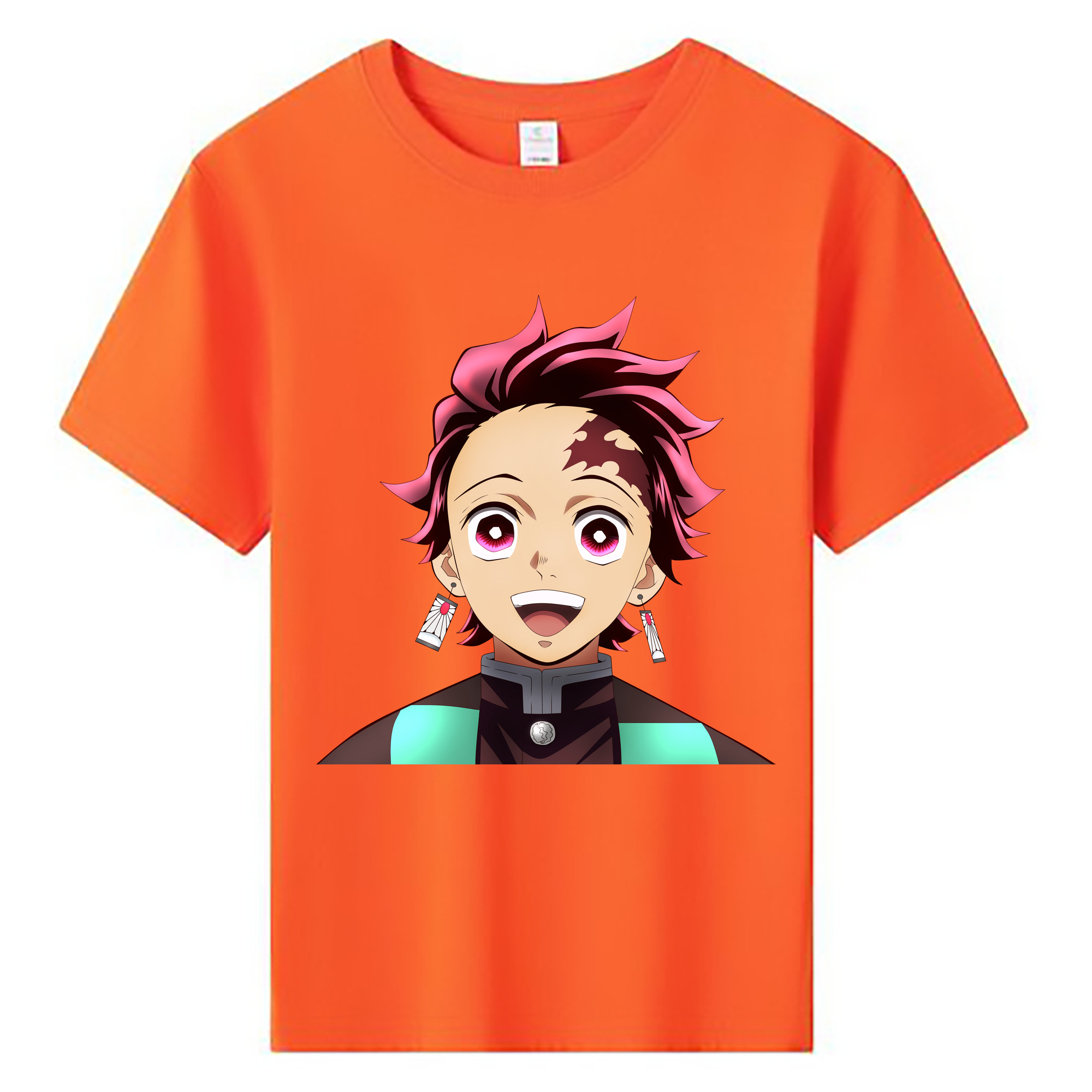 （画像用） 鬼滅の刃 竈門 炭治郎／かまど たんじろう Kamado Tanjirou 綿100％キッズTシャツ（フロントプリント）