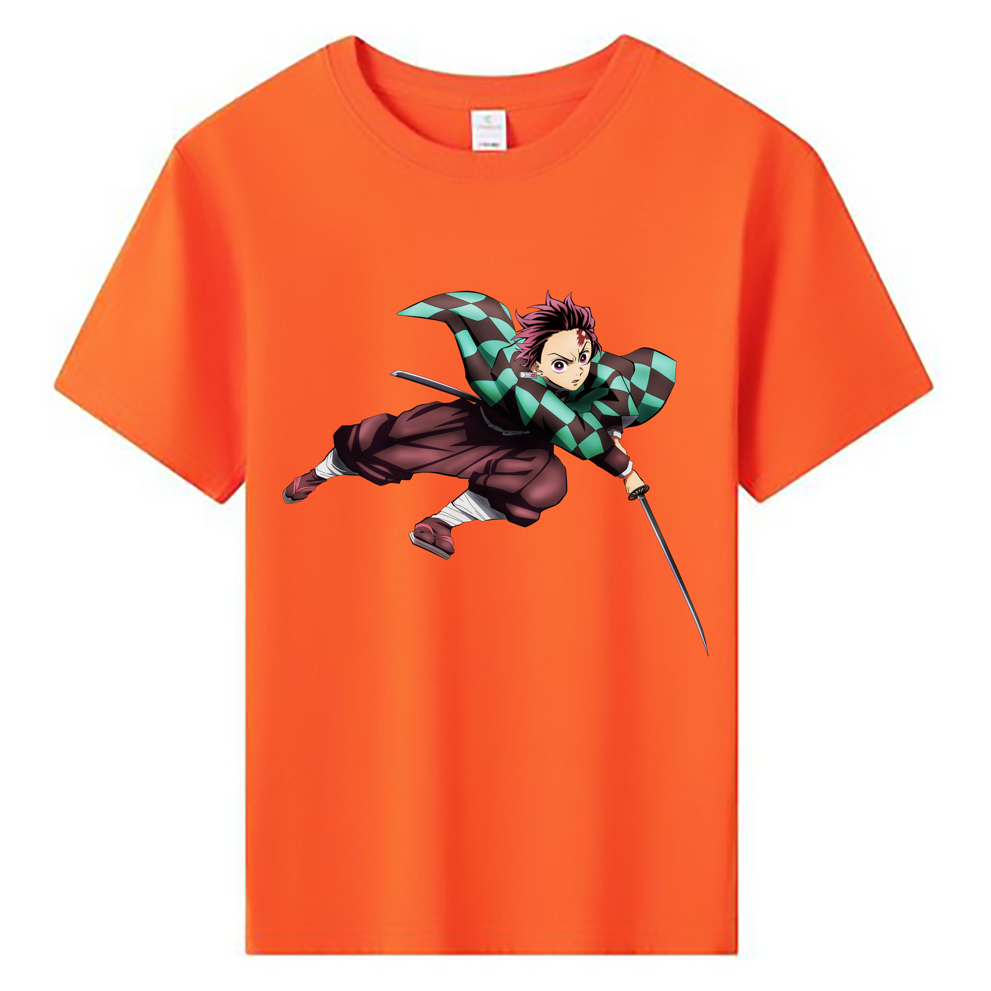 （画像用） 鬼滅の刃 竈門 炭治郎／かまど たんじろう Kamado Tanjirou 綿100％キッズTシャツ（フロントプリント）