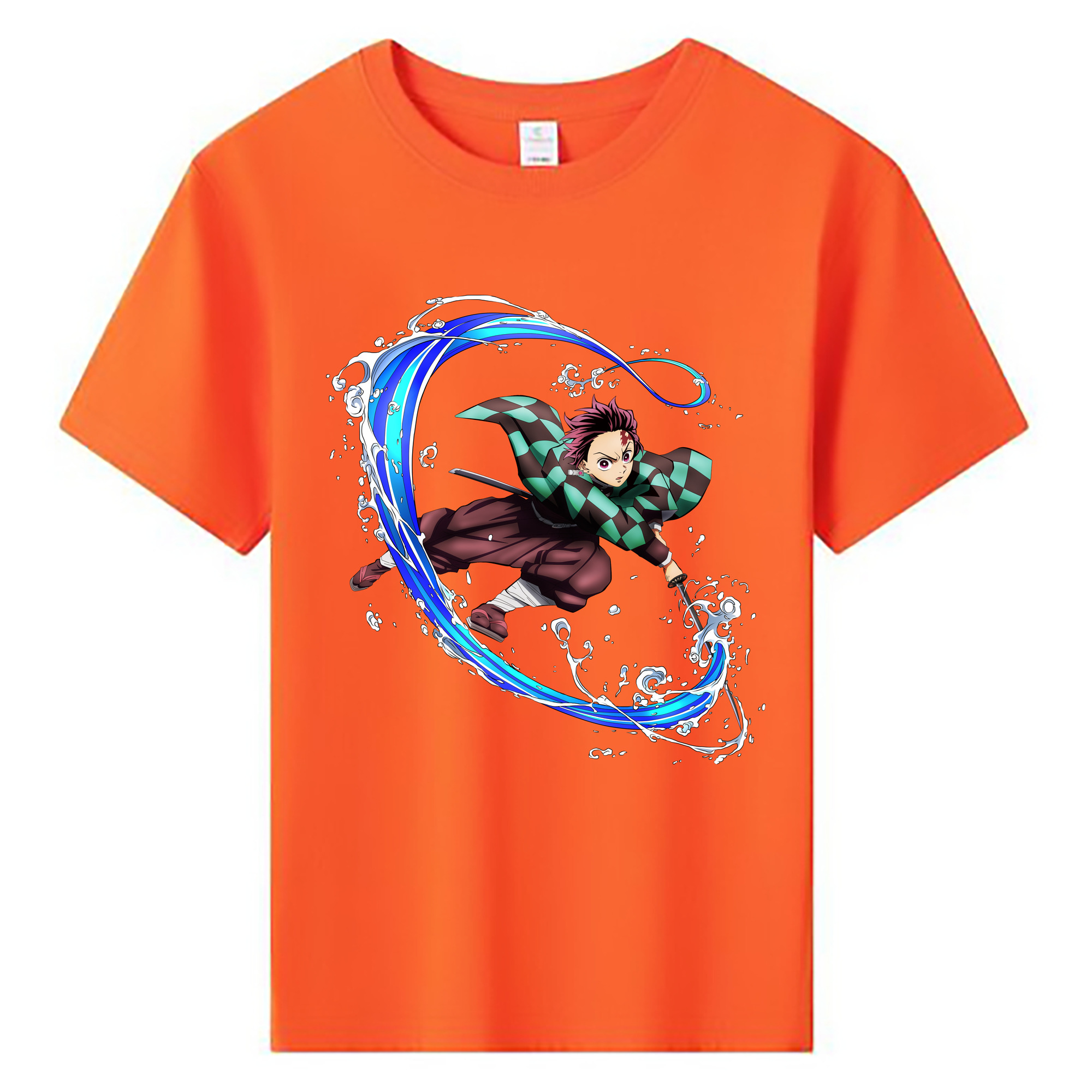 （画像用） 鬼滅の刃 竈門 炭治郎／かまど たんじろう Kamado Tanjirou 綿100％キッズTシャツ（フロントプリント）