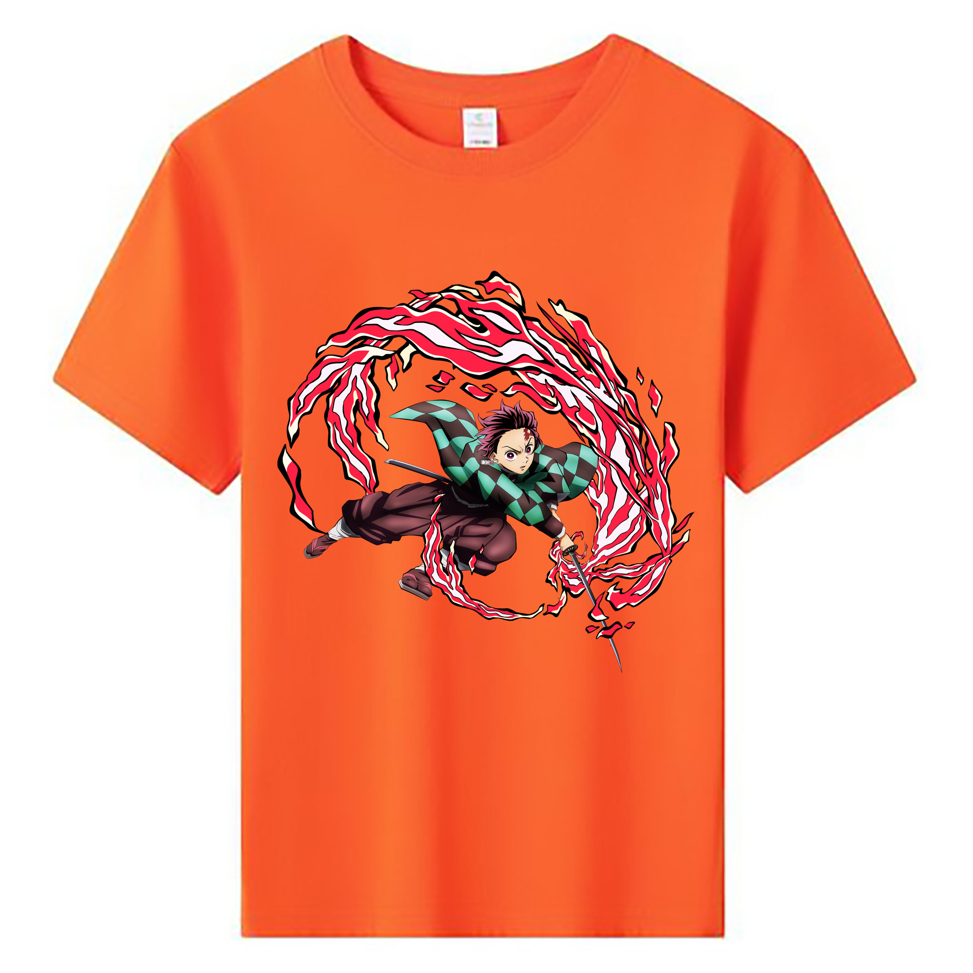 （画像用） 鬼滅の刃 竈門 炭治郎／かまど たんじろう Kamado Tanjirou 綿100％キッズTシャツ（フロントプリント）