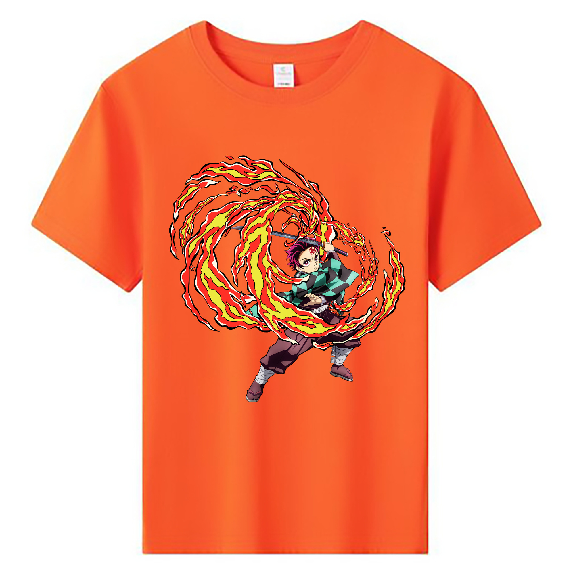 （画像用） 鬼滅の刃 竈門 炭治郎／かまど たんじろう Kamado Tanjirou 綿100％キッズTシャツ（フロントプリント）