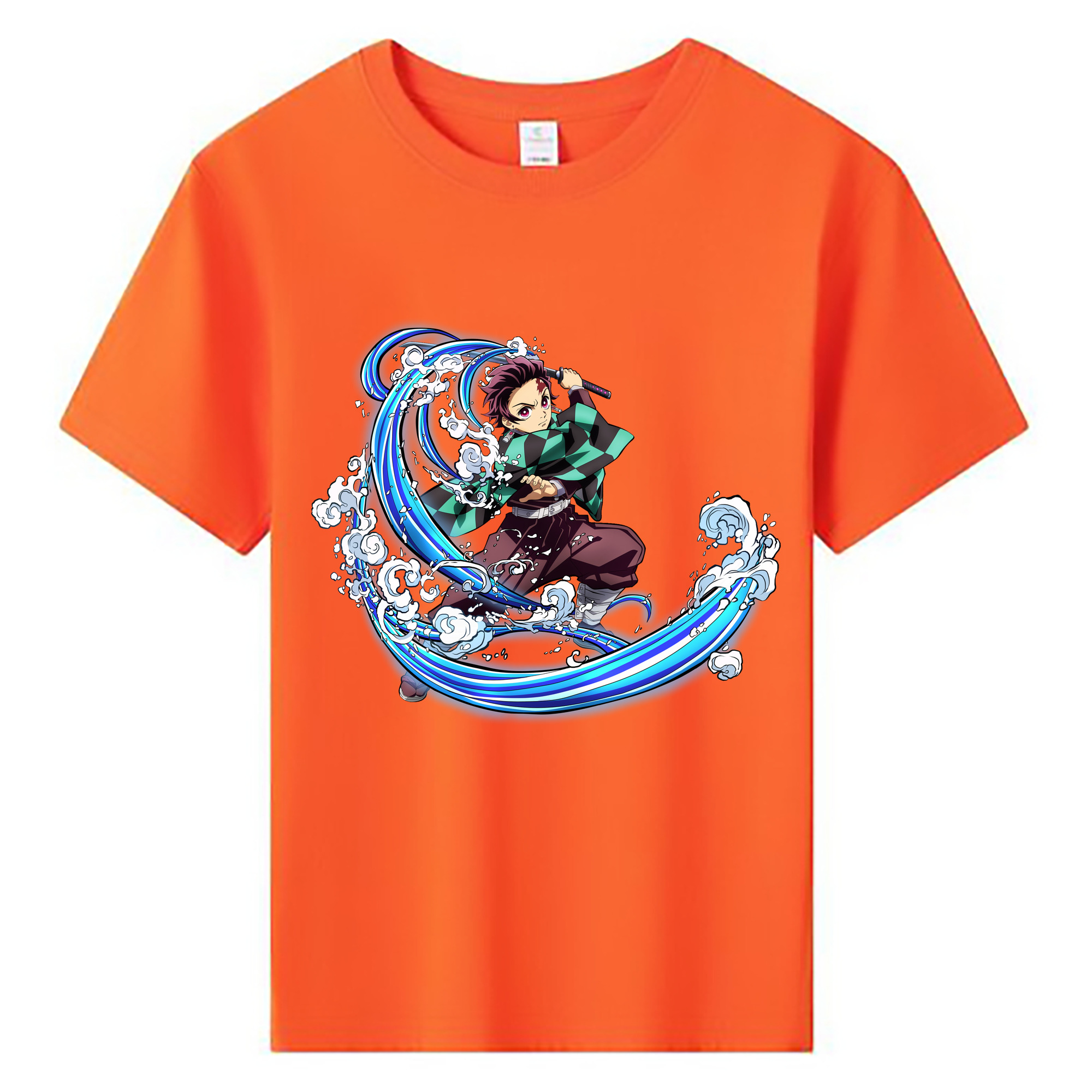 （画像用） 鬼滅の刃 竈門 炭治郎／かまど たんじろう Kamado Tanjirou 綿100％キッズTシャツ（フロントプリント）