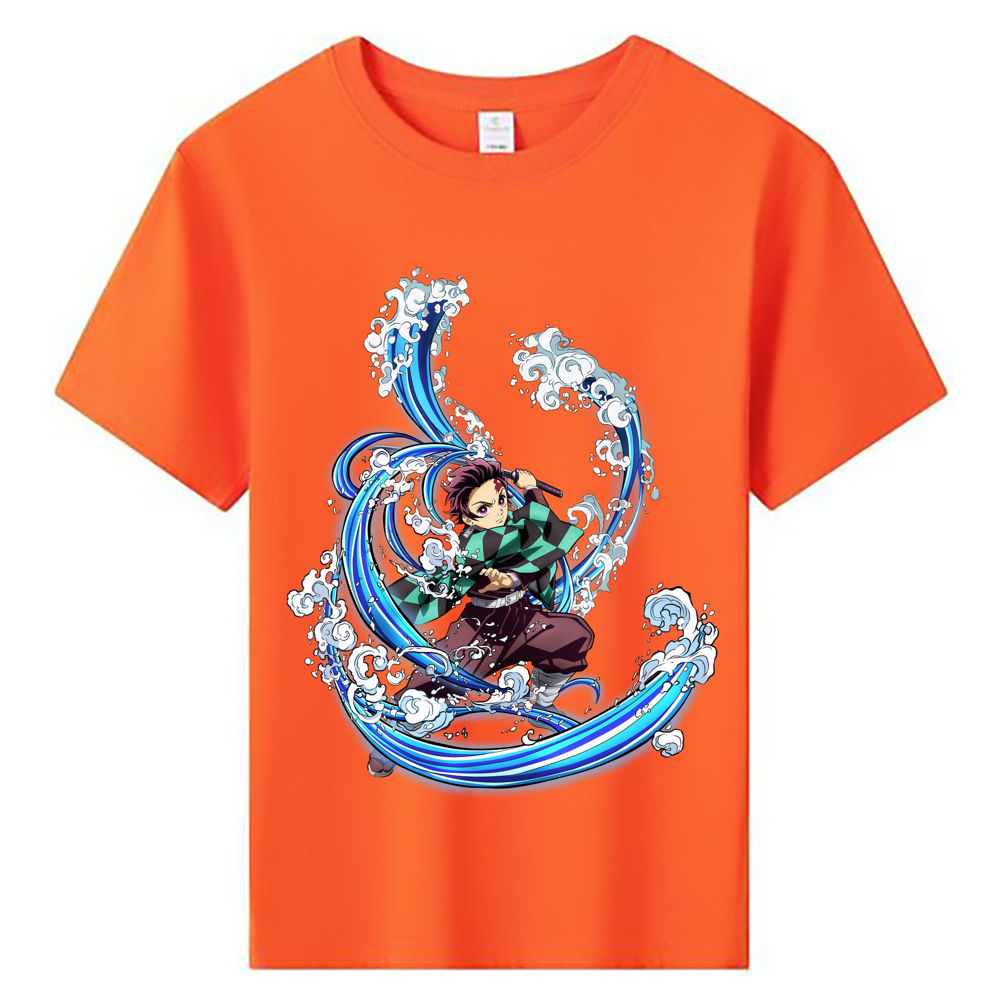（画像用） 鬼滅の刃 竈門 炭治郎／かまど たんじろう Kamado Tanjirou 綿100％キッズTシャツ（フロントプリント）