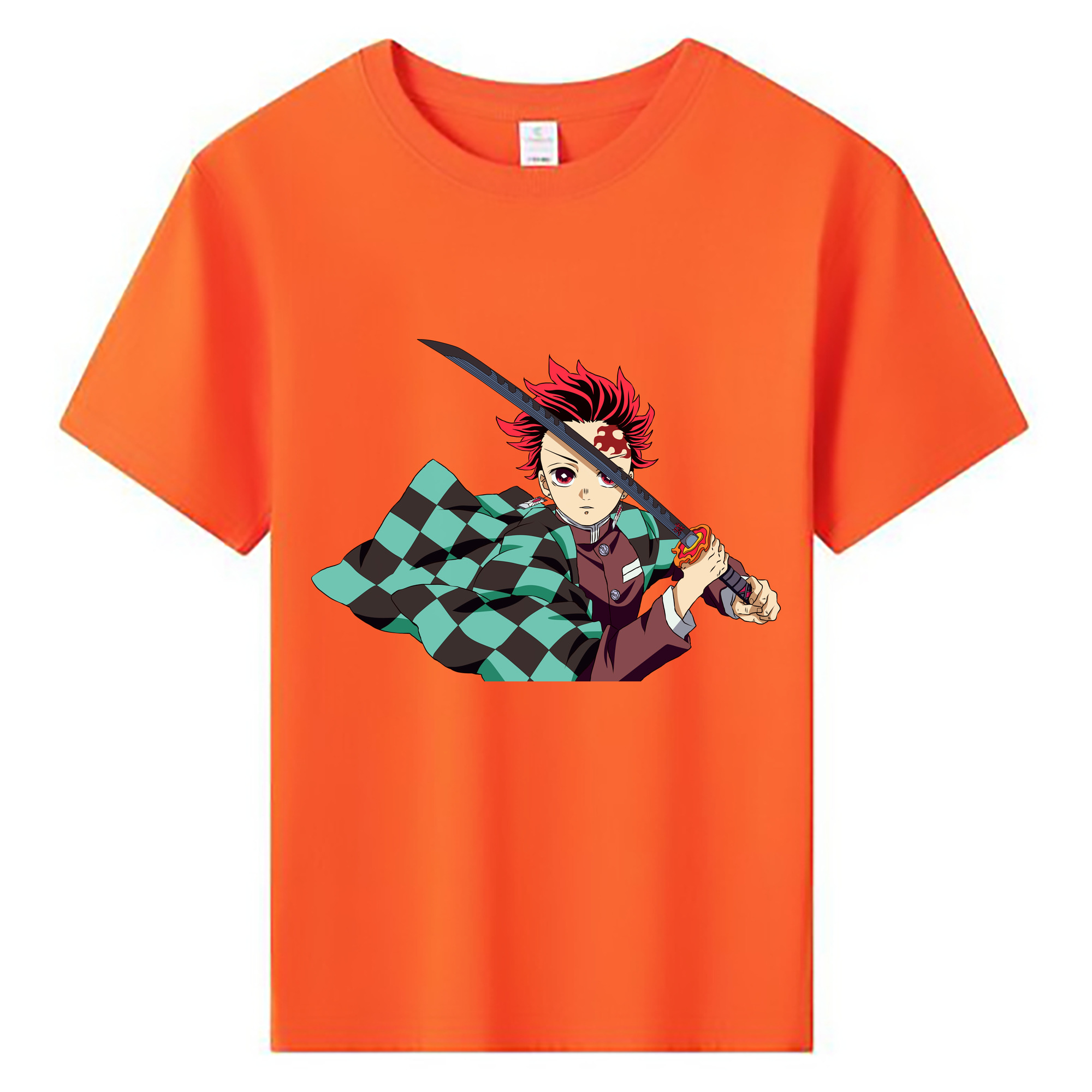 （画像用） 鬼滅の刃 竈門 炭治郎／かまど たんじろう Kamado Tanjirou 綿100％キッズTシャツ（フロントプリント）