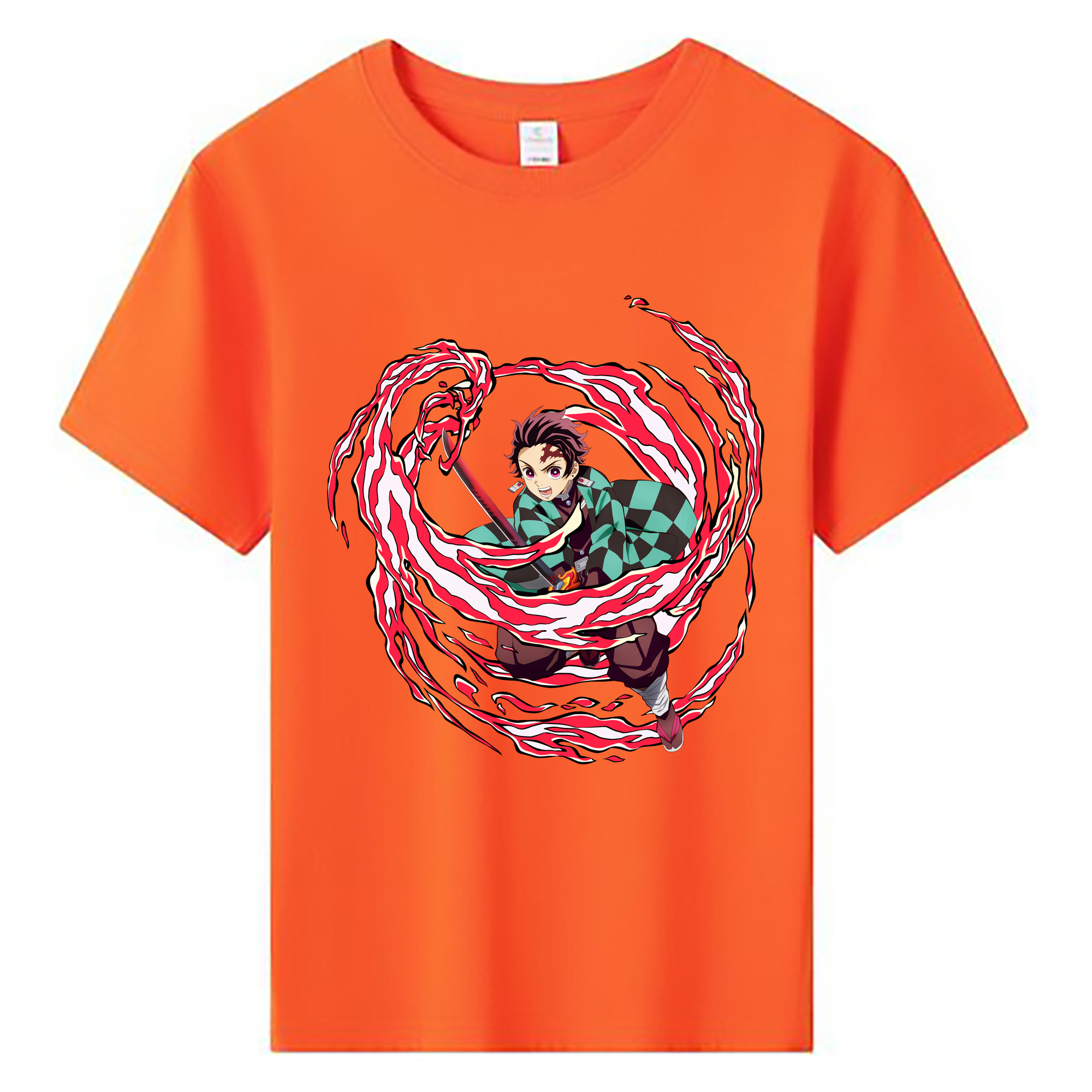 （画像用） 鬼滅の刃 竈門 炭治郎／かまど たんじろう Kamado Tanjirou 綿100％キッズTシャツ（フロントプリント）