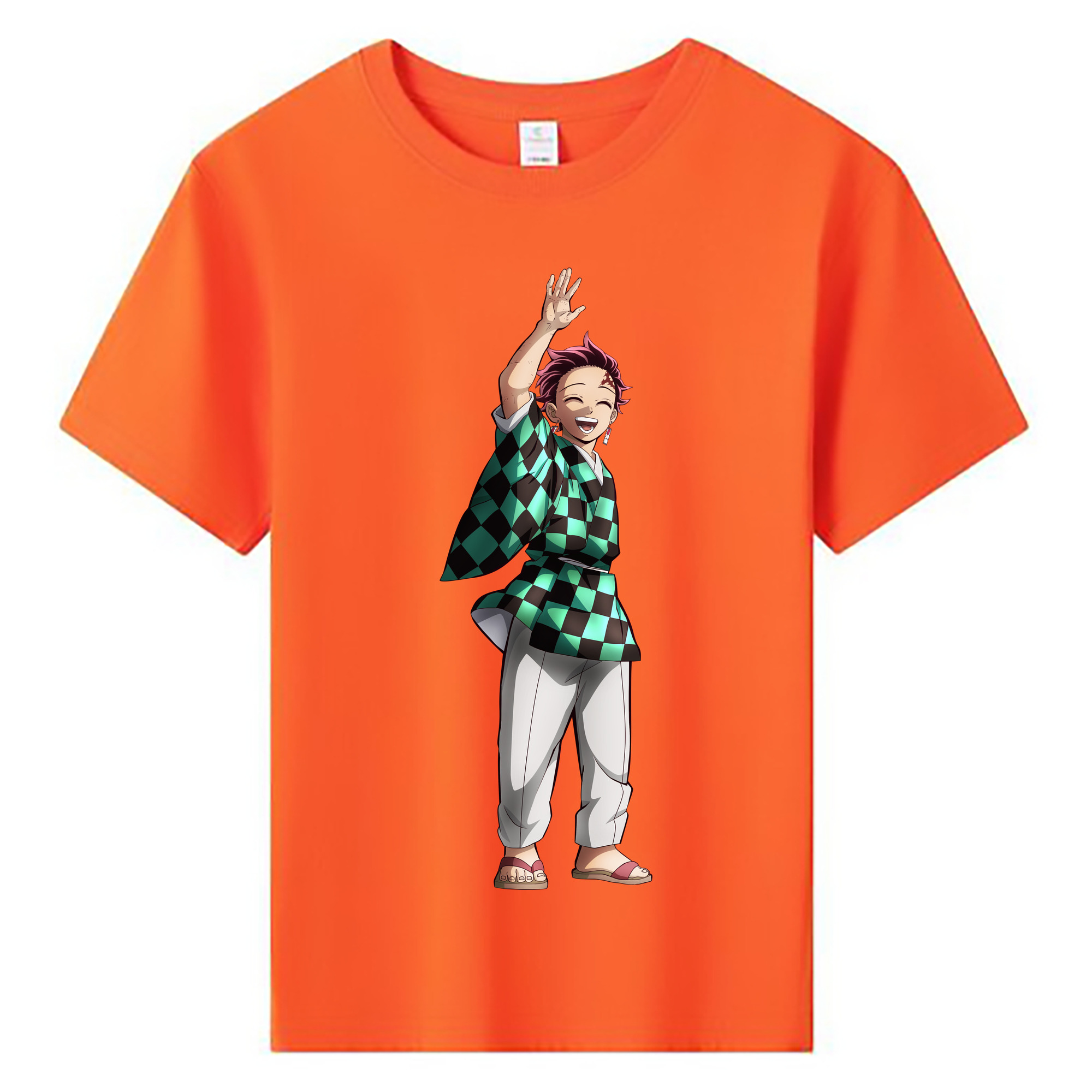 （画像用） 鬼滅の刃 竈門 炭治郎／かまど たんじろう Kamado Tanjirou 綿100％キッズTシャツ（フロントプリント）