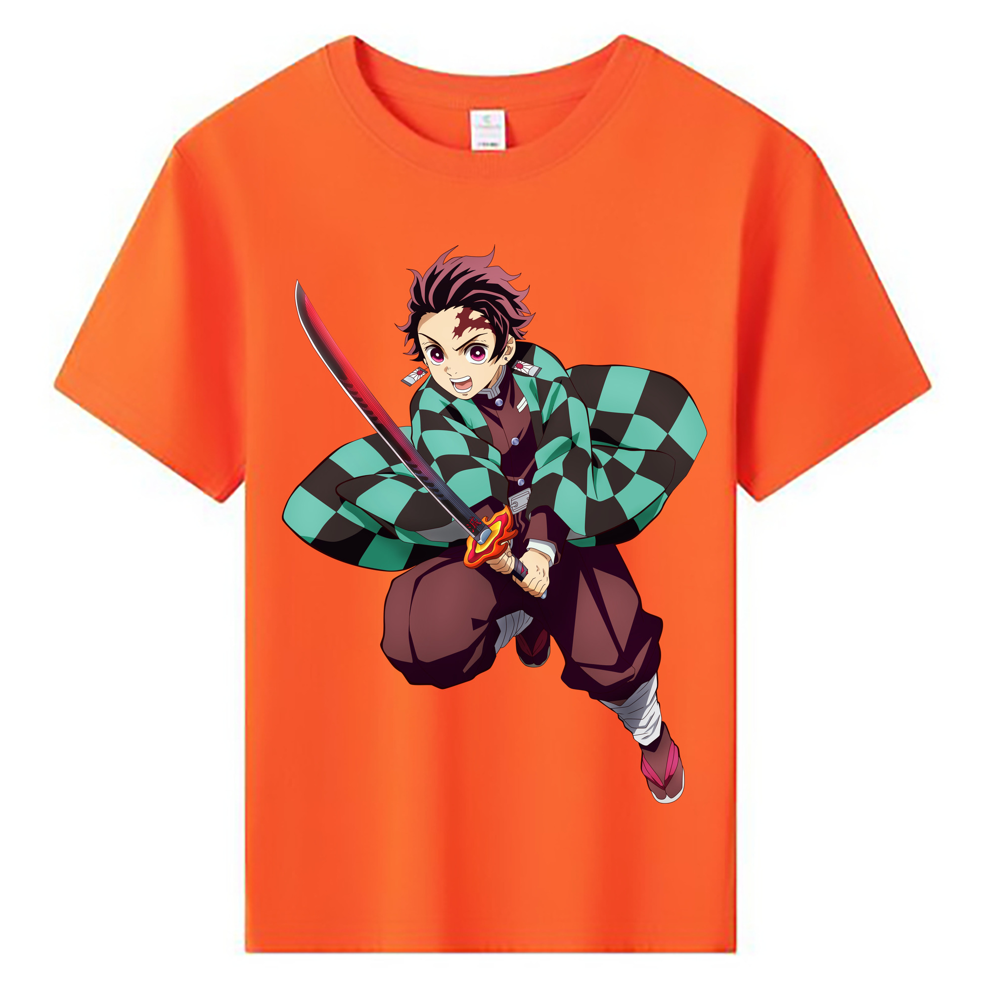 （画像用） 鬼滅の刃 竈門 炭治郎／かまど たんじろう Kamado Tanjirou 綿100％キッズTシャツ（フロントプリント）