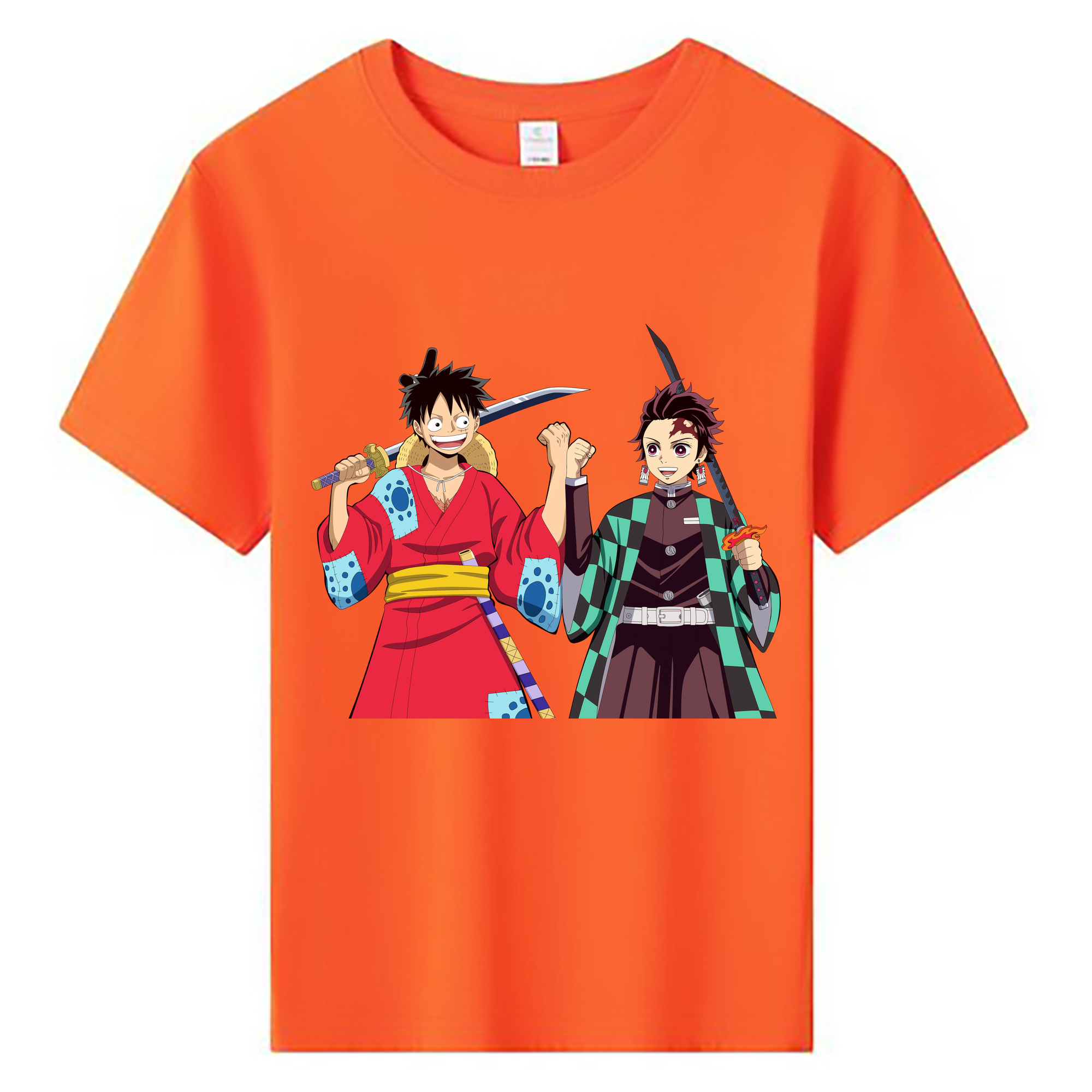 （画像用） 鬼滅の刃 竈門 炭治郎／かまど たんじろう Kamado Tanjirou 綿100％キッズTシャツ（フロントプリント）