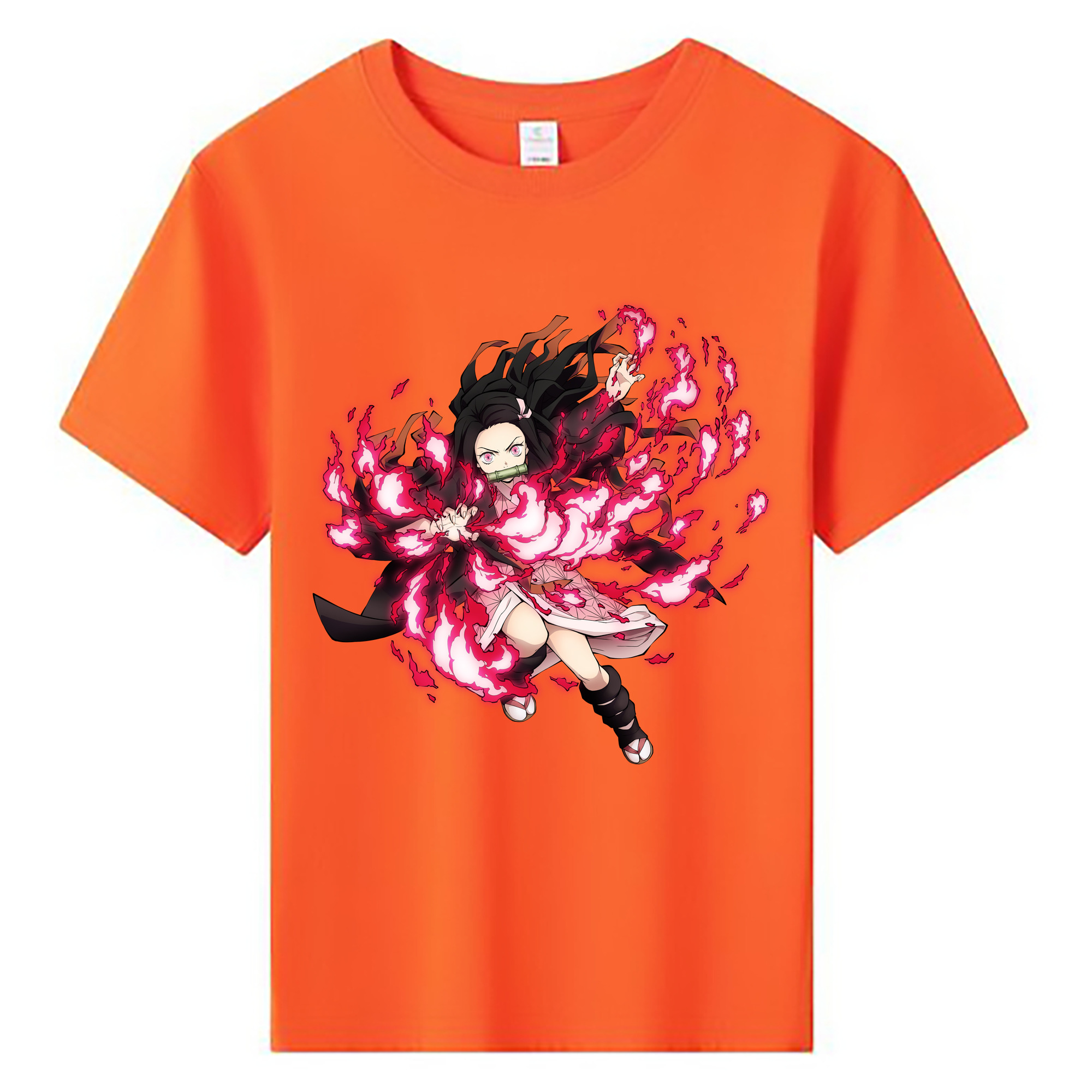 （画像用） 鬼滅の刃（きめつのやいば）竈門 禰󠄀豆子／かまど ねずこ Kamado Nezuko 綿100％キッズTシャツ（フロントプリント）