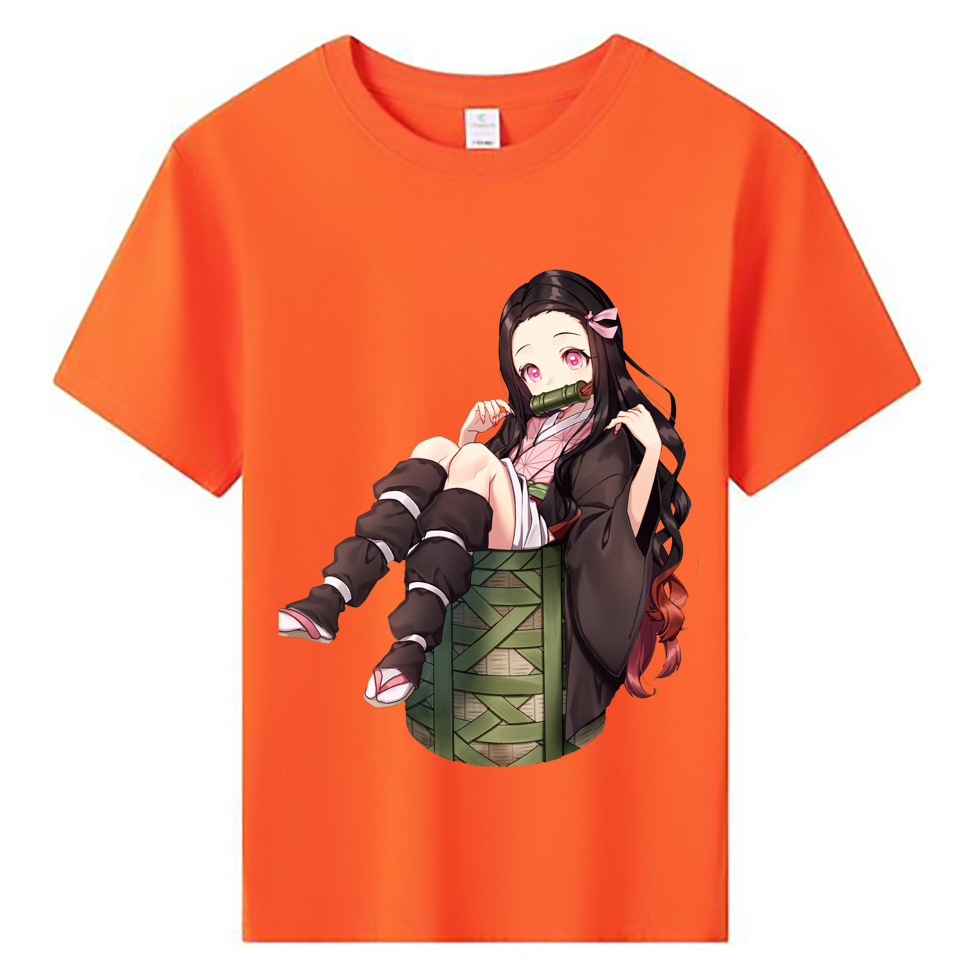 （画像用） 鬼滅の刃（きめつのやいば）竈門 禰󠄀豆子／かまど ねずこ Kamado Nezuko 綿100％キッズTシャツ（フロントプリント）
