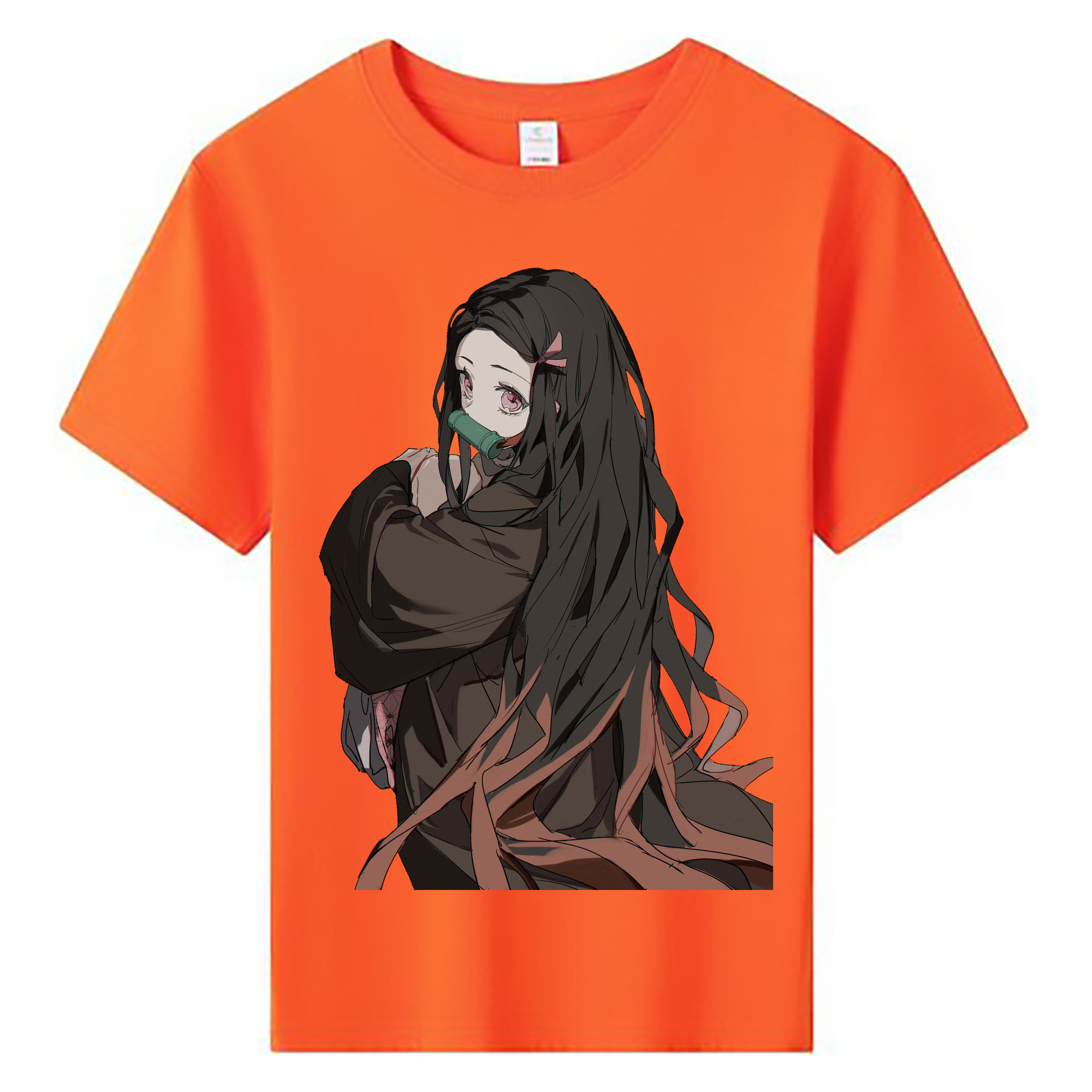 （画像用） 鬼滅の刃（きめつのやいば）竈門 禰󠄀豆子／かまど ねずこ Kamado Nezuko 綿100％キッズTシャツ（フロントプリント）