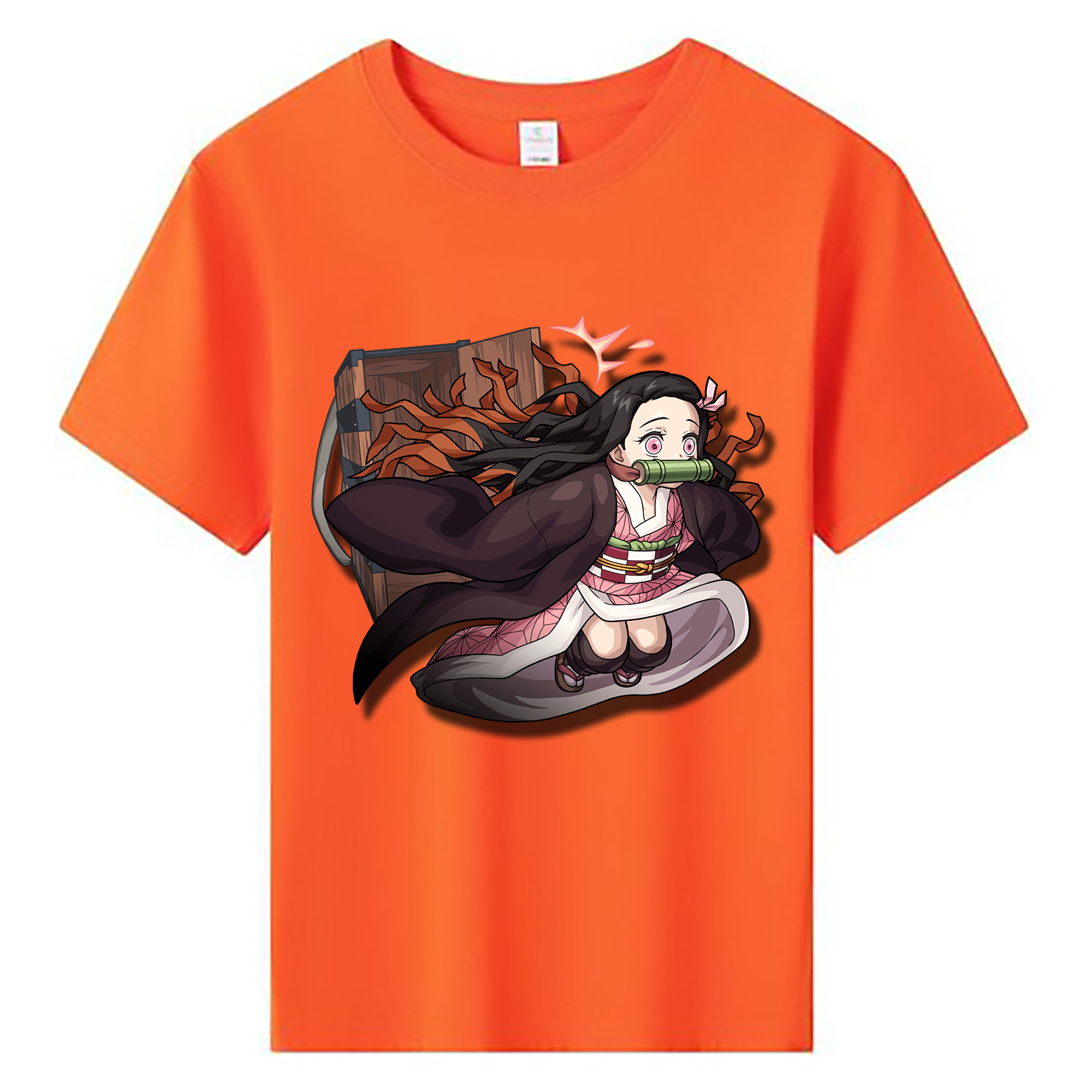（画像用） 鬼滅の刃（きめつのやいば）竈門 禰󠄀豆子／かまど ねずこ Kamado Nezuko 綿100％キッズTシャツ（フロントプリント）