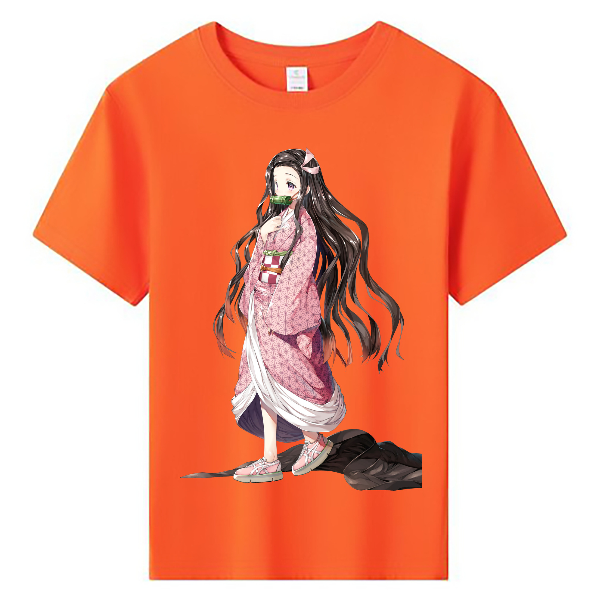 （画像用） 鬼滅の刃（きめつのやいば）竈門 禰󠄀豆子／かまど ねずこ Kamado Nezuko 綿100％キッズTシャツ（フロントプリント）