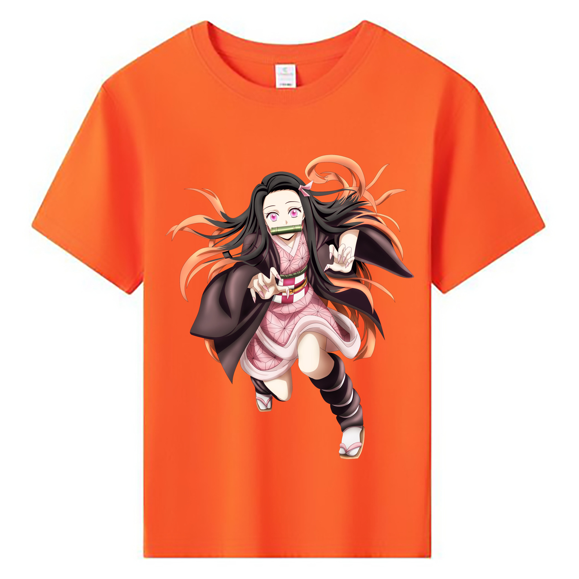 （画像用） 鬼滅の刃（きめつのやいば）竈門 禰󠄀豆子／かまど ねずこ Kamado Nezuko 綿100％キッズTシャツ（フロントプリント）