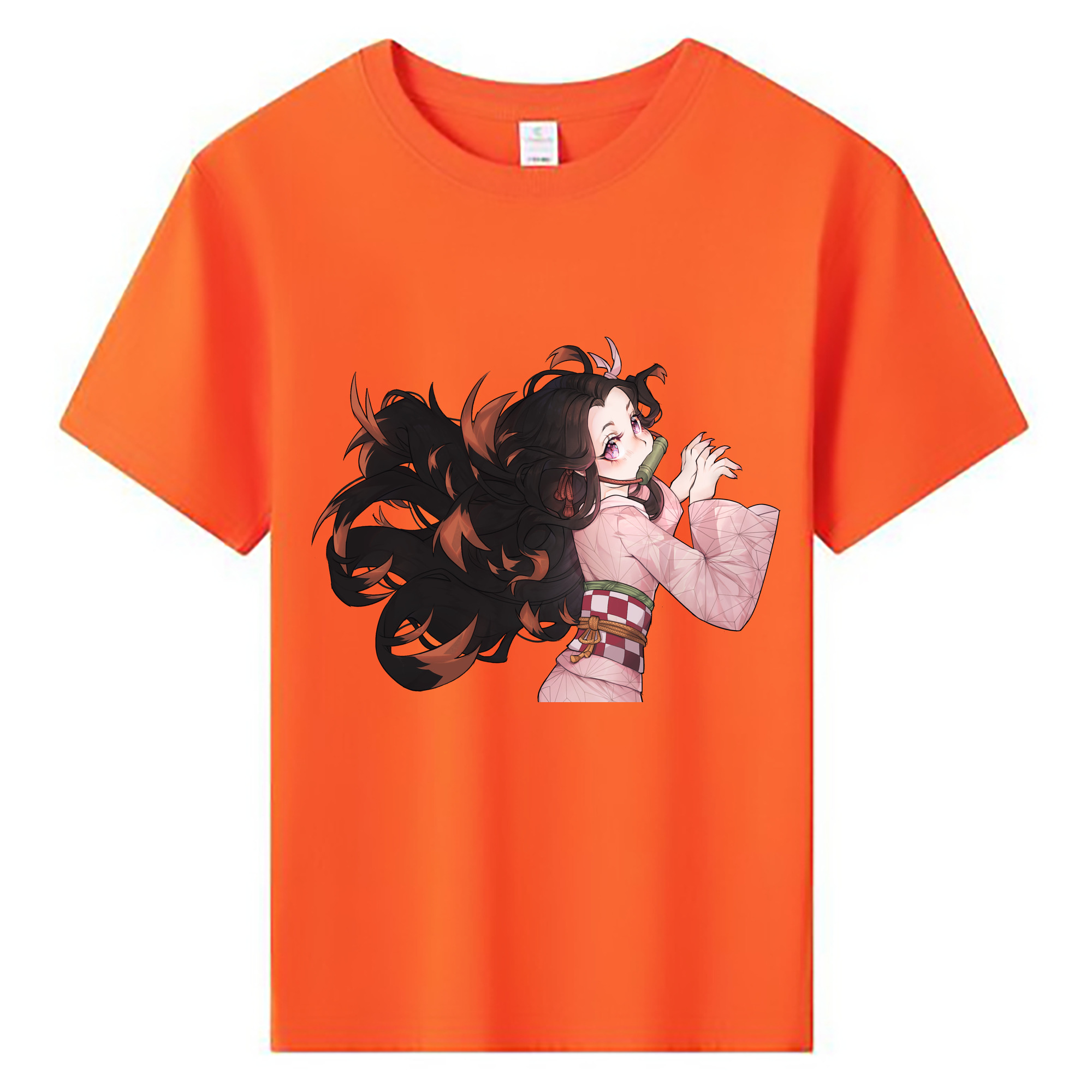 （画像用） 鬼滅の刃（きめつのやいば）竈門 禰󠄀豆子／かまど ねずこ Kamado Nezuko 綿100％キッズTシャツ（フロントプリント）