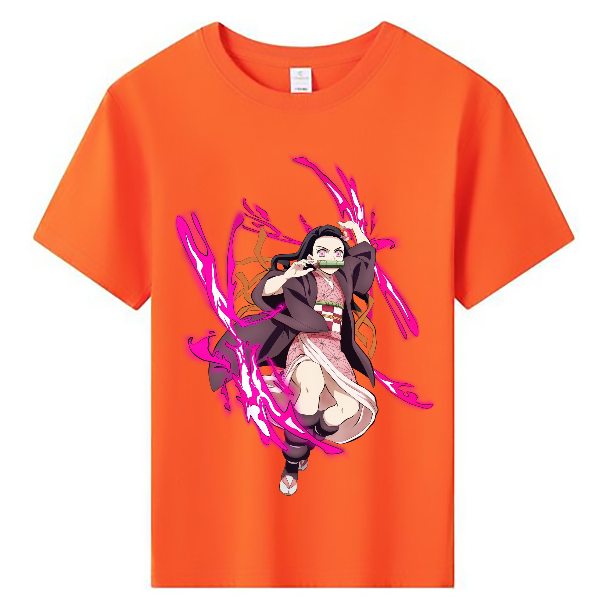 （画像用） 鬼滅の刃（きめつのやいば）竈門 禰󠄀豆子／かまど ねずこ Kamado Nezuko 綿100％キッズTシャツ（フロントプリント）