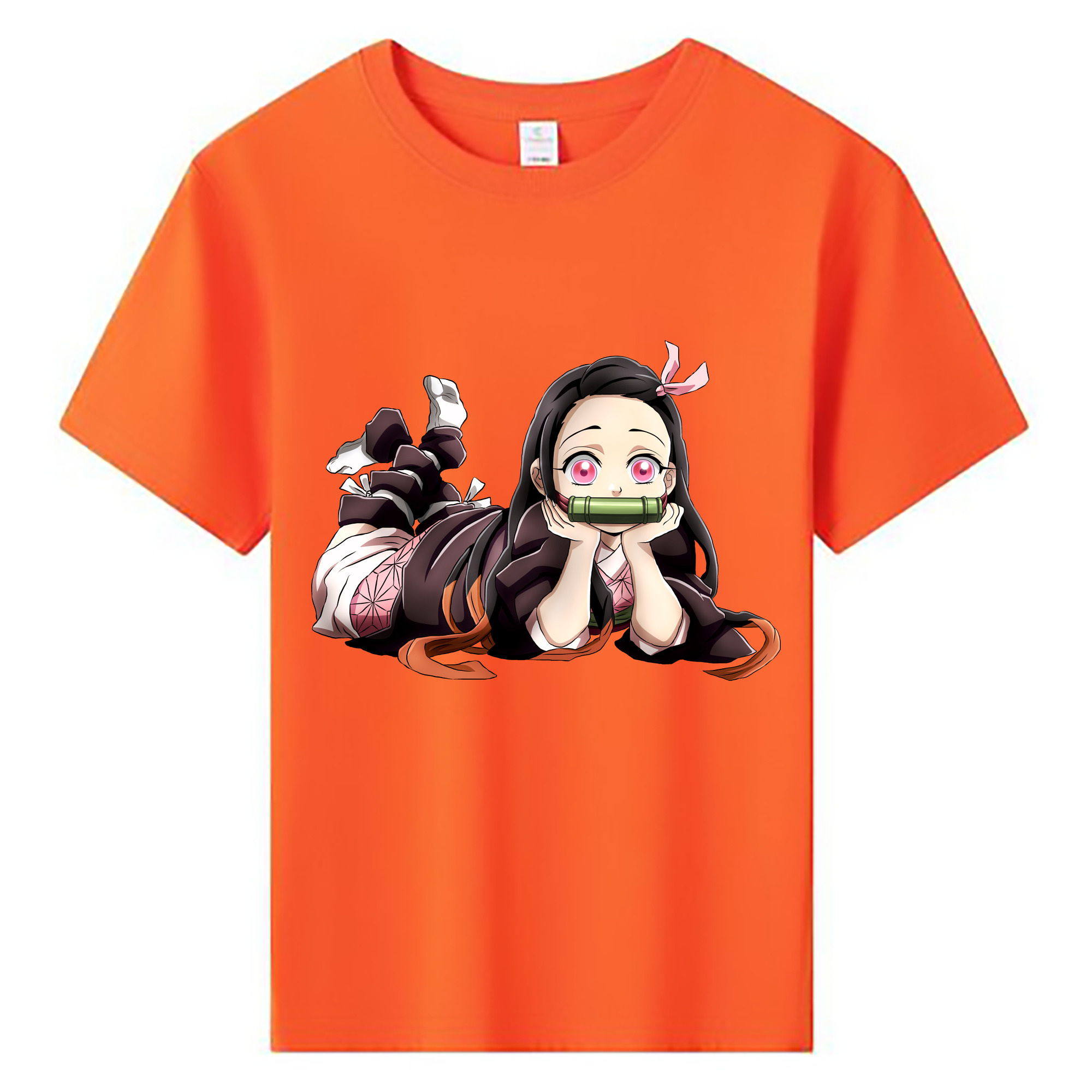 （画像用） 鬼滅の刃（きめつのやいば）竈門 禰󠄀豆子／かまど ねずこ Kamado Nezuko 綿100％キッズTシャツ（フロントプリント）