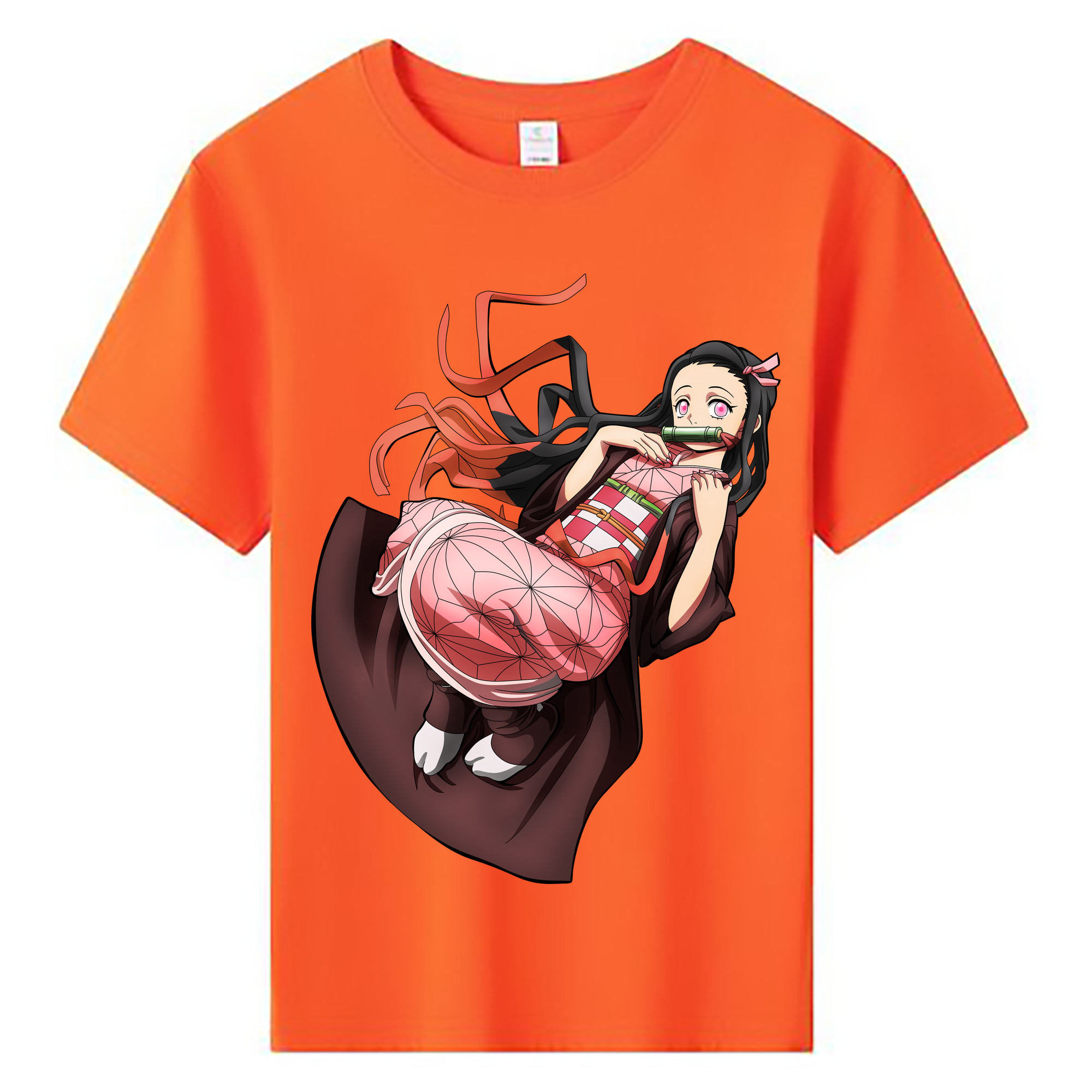 （画像用） 鬼滅の刃（きめつのやいば）竈門 禰󠄀豆子／かまど ねずこ Kamado Nezuko 綿100％キッズTシャツ（フロントプリント）