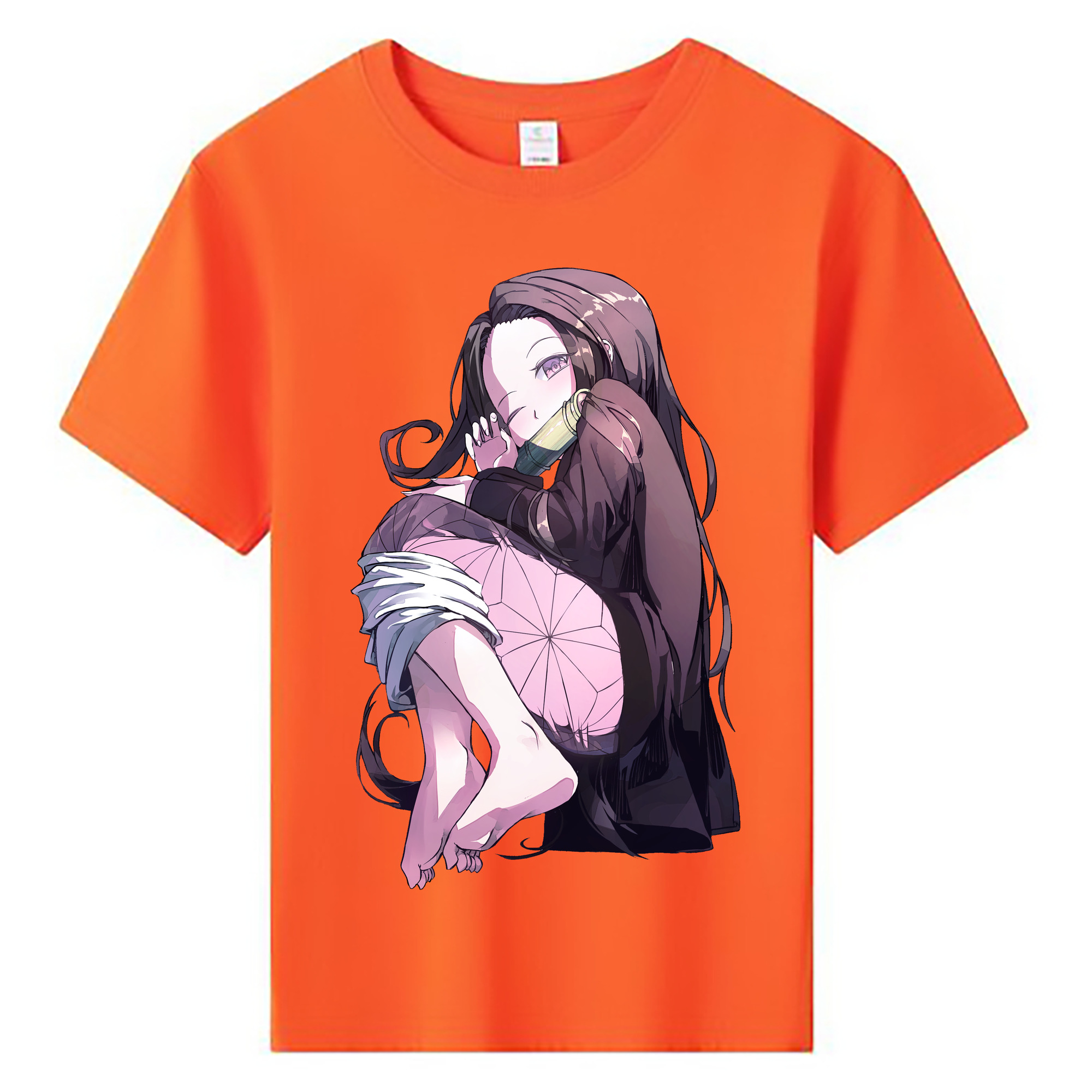 （画像用） 鬼滅の刃（きめつのやいば）竈門 禰󠄀豆子／かまど ねずこ Kamado Nezuko 綿100％キッズTシャツ（フロントプリント）