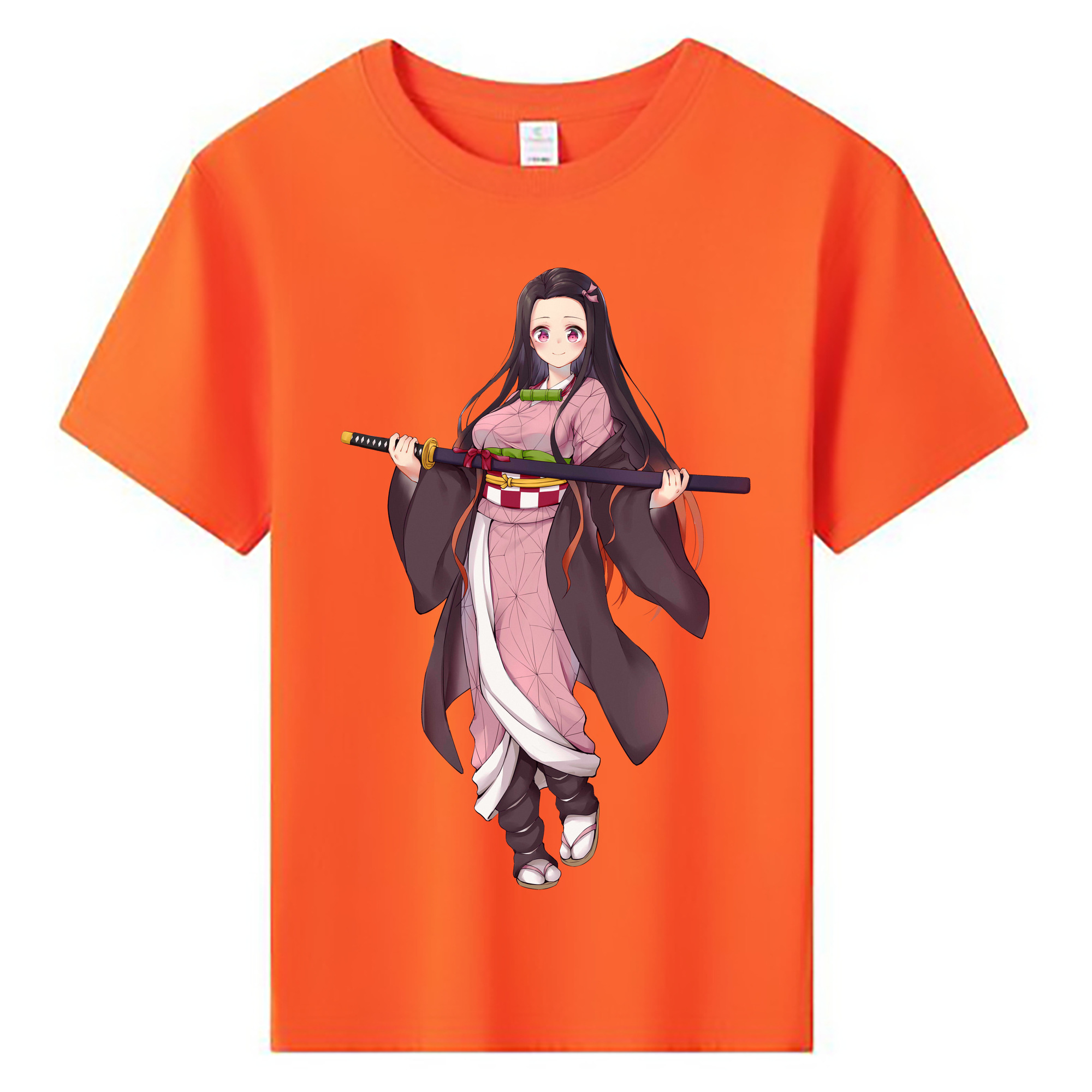 （画像用） 鬼滅の刃（きめつのやいば）竈門 禰󠄀豆子／かまど ねずこ Kamado Nezuko 綿100％キッズTシャツ（フロントプリント）