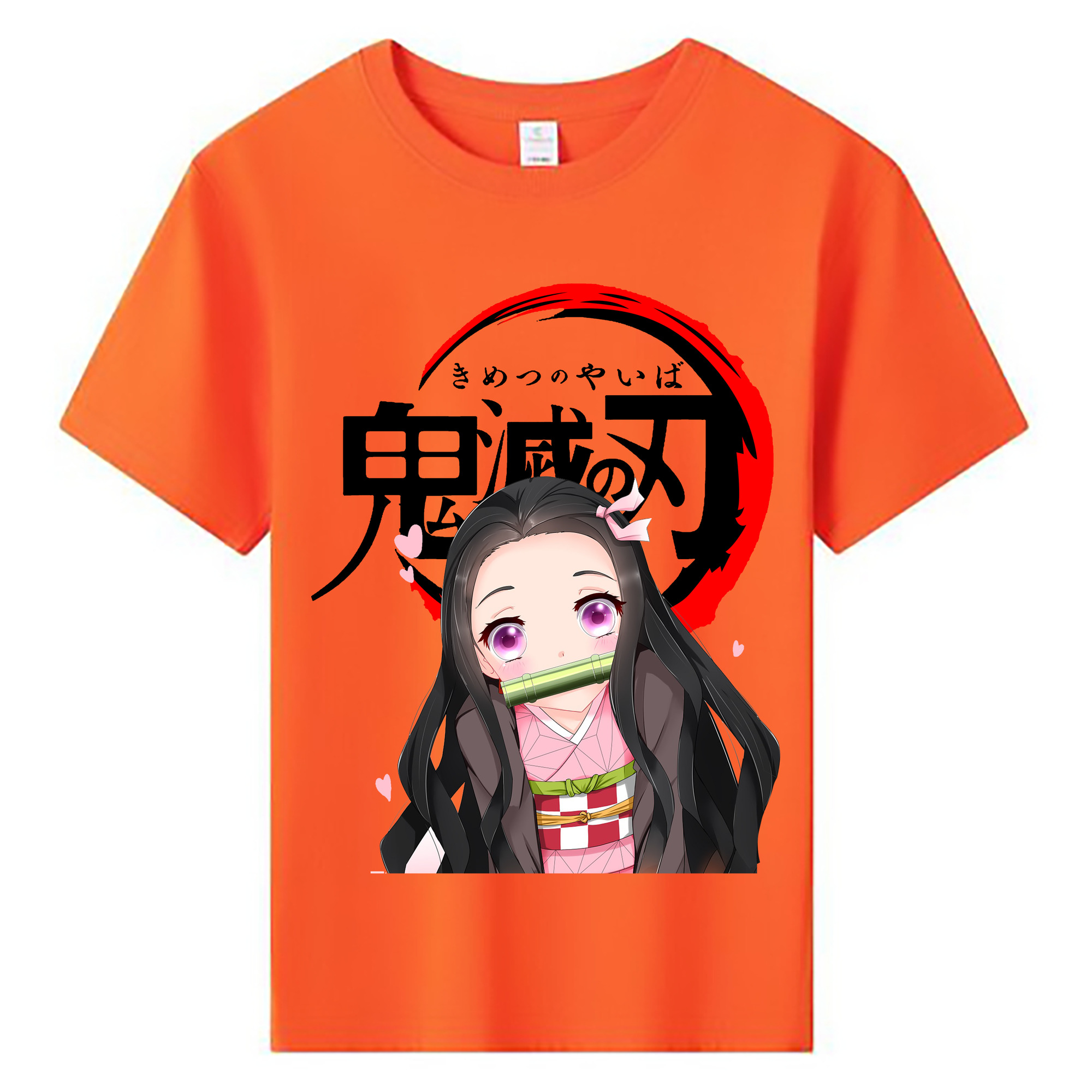 （画像用） 鬼滅の刃（きめつのやいば）竈門 禰󠄀豆子／かまど ねずこ Kamado Nezuko 綿100％キッズTシャツ（フロントプリント）