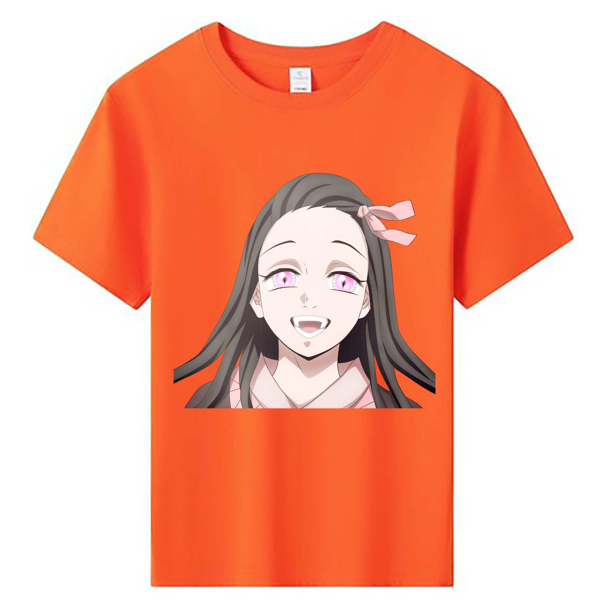 （画像用） 鬼滅の刃（きめつのやいば）竈門 禰󠄀豆子／かまど ねずこ Kamado Nezuko 綿100％キッズTシャツ（フロントプリント）
