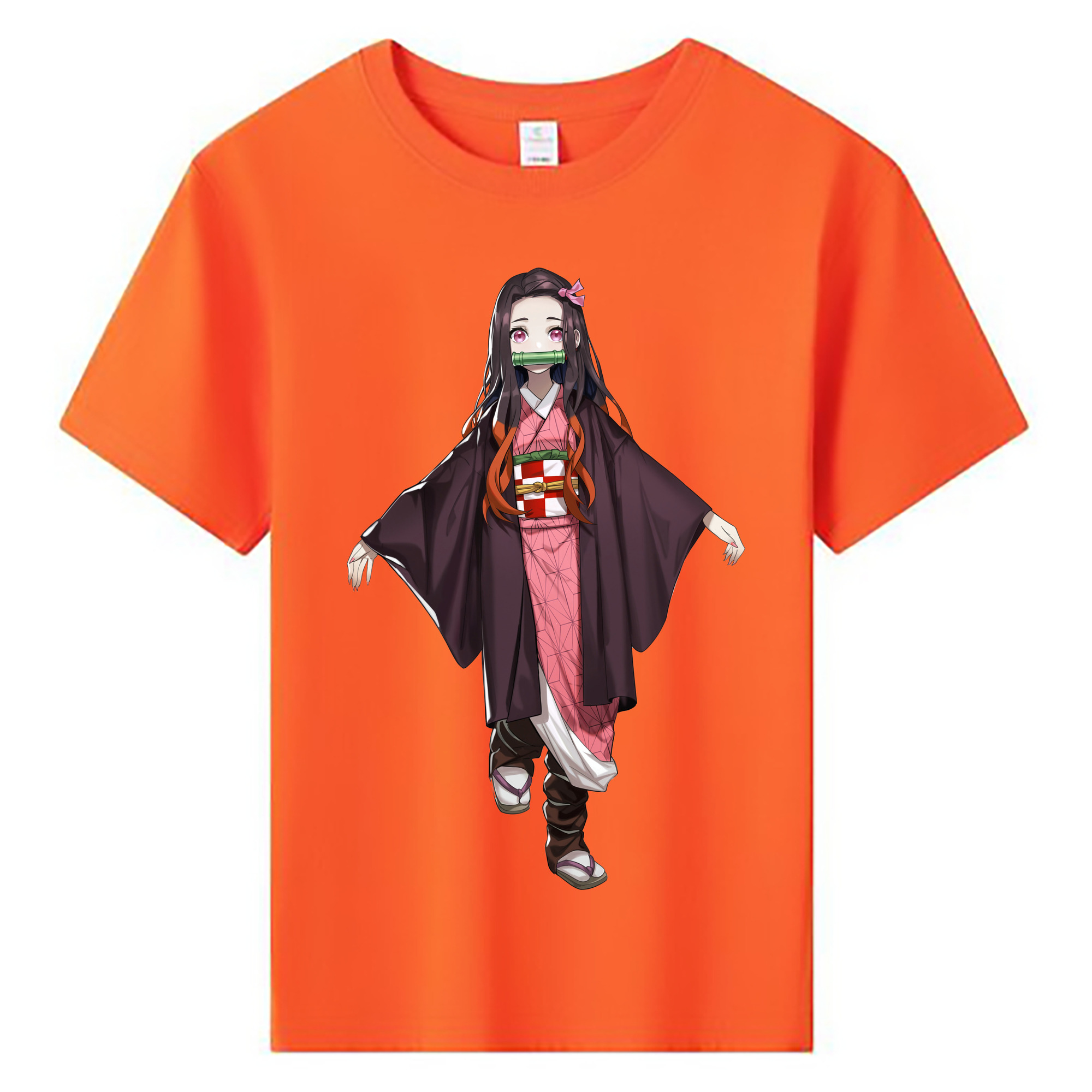 （画像用） 鬼滅の刃（きめつのやいば）竈門 禰󠄀豆子／かまど ねずこ Kamado Nezuko 綿100％キッズTシャツ（フロントプリント）