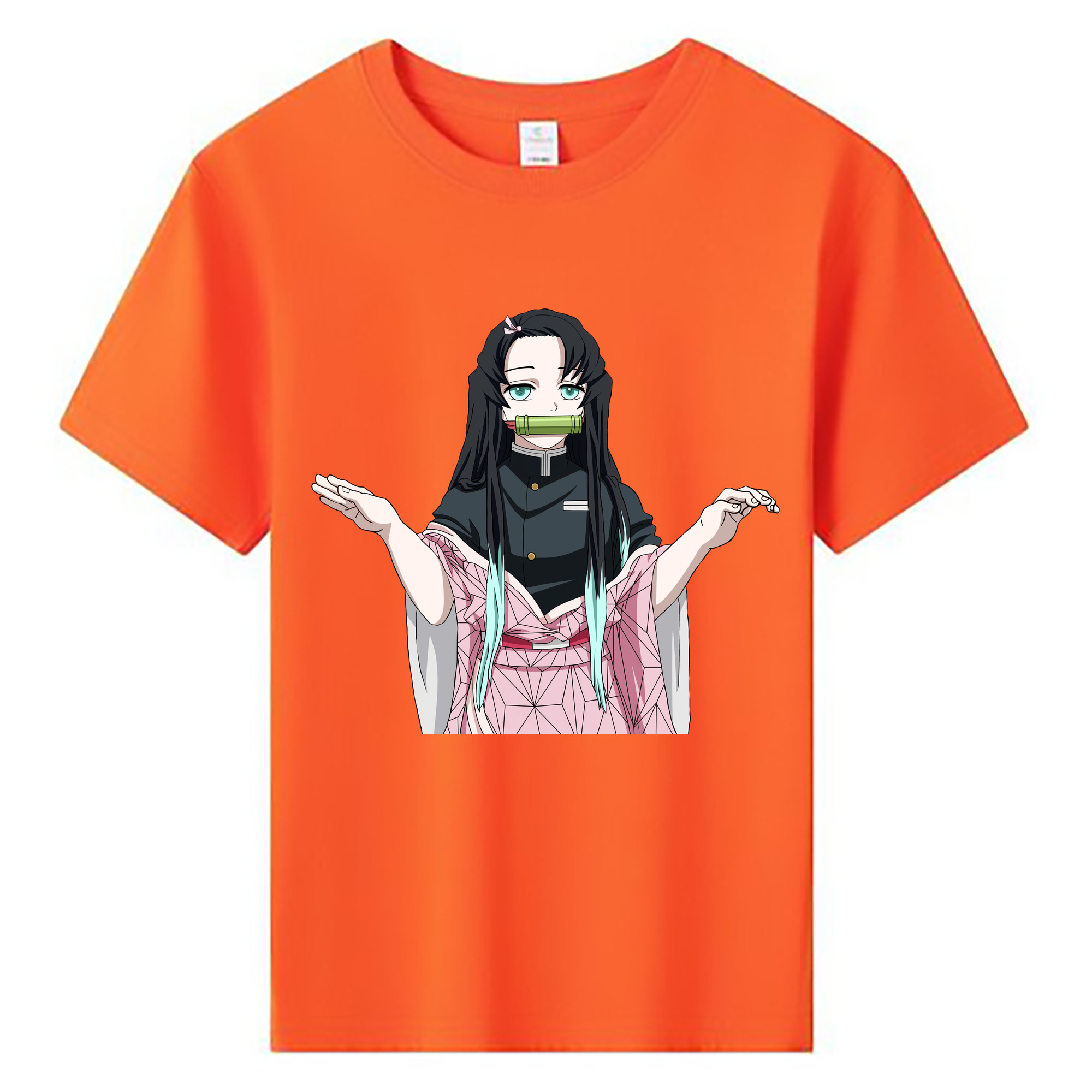 （画像用） 鬼滅の刃（きめつのやいば）竈門 禰󠄀豆子／かまど ねずこ Kamado Nezuko 綿100％キッズTシャツ（フロントプリント）